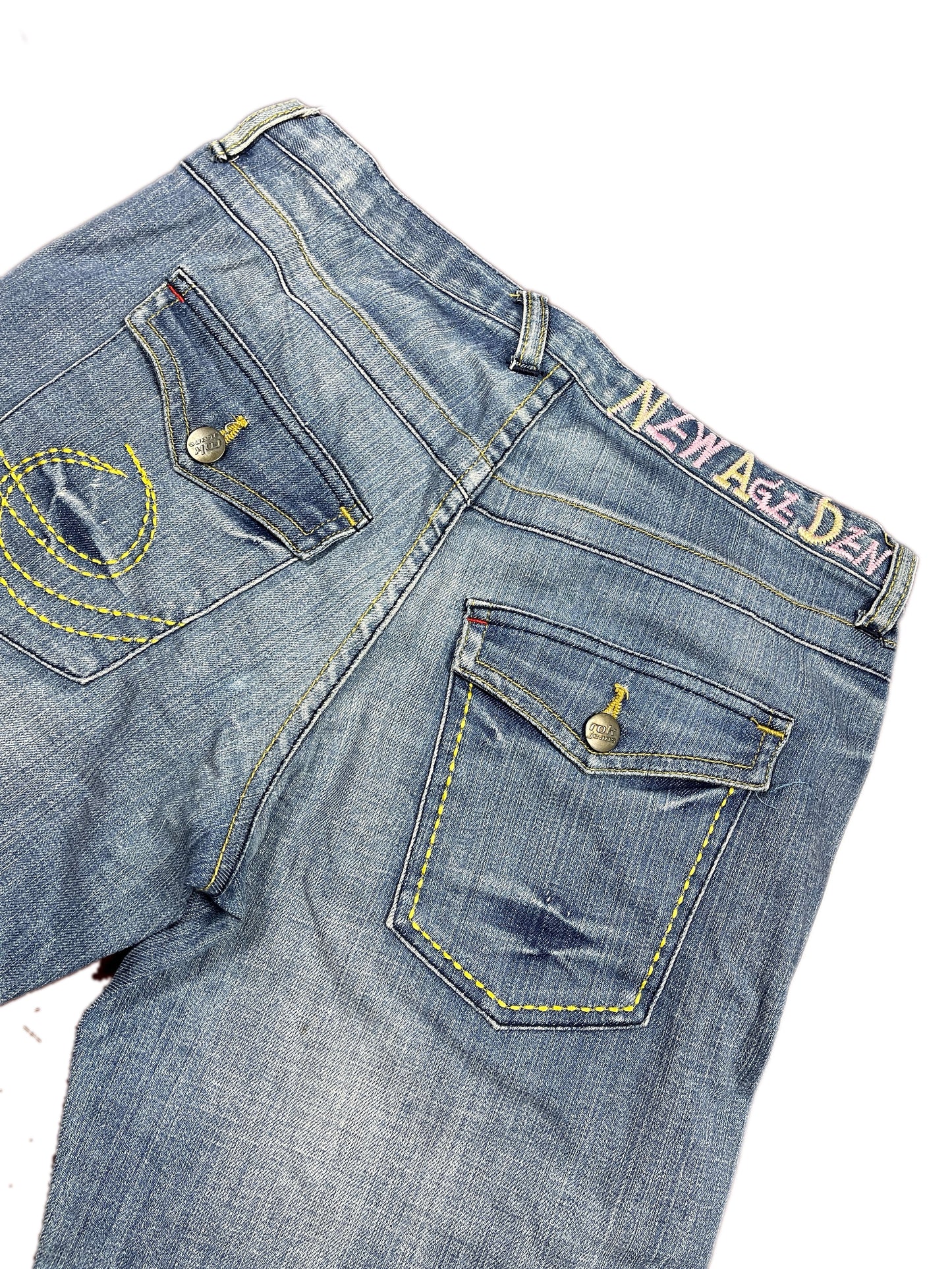 Y2k 2000s Rok Low Waist Bootcut Denim Pants Blue S/M