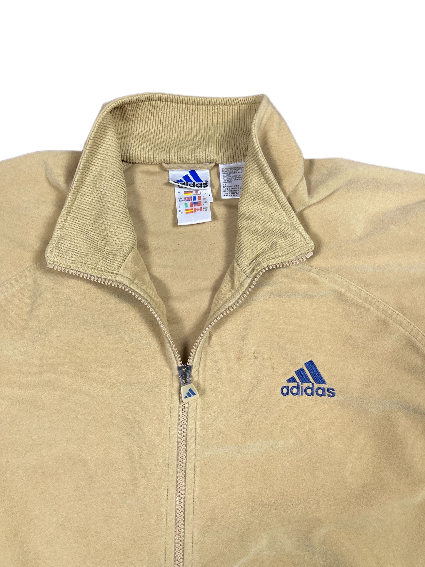 Vintage Adidas 2000s Velur Sport Jacket Yellow Mustard - L/XL