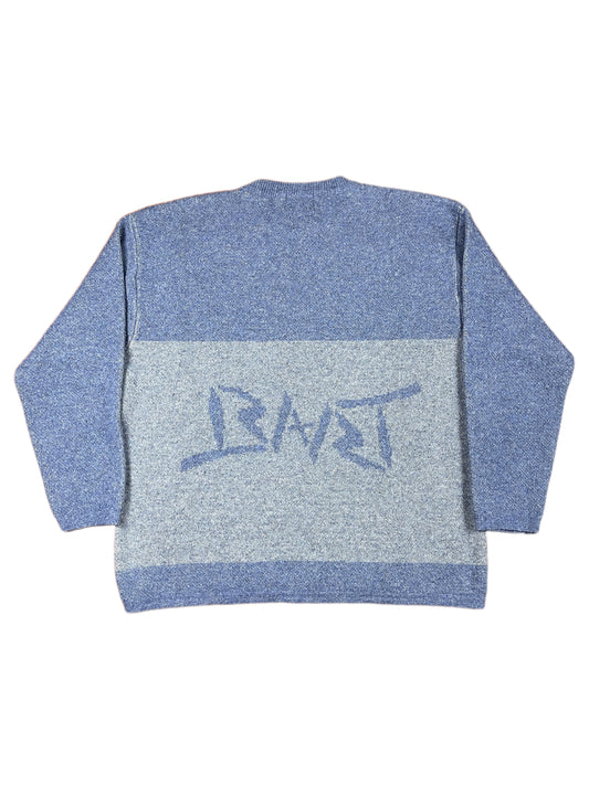 Vintage Simpsons 2003 Bart Chunky Knitted Sweatshirt Blue Yellow - XL