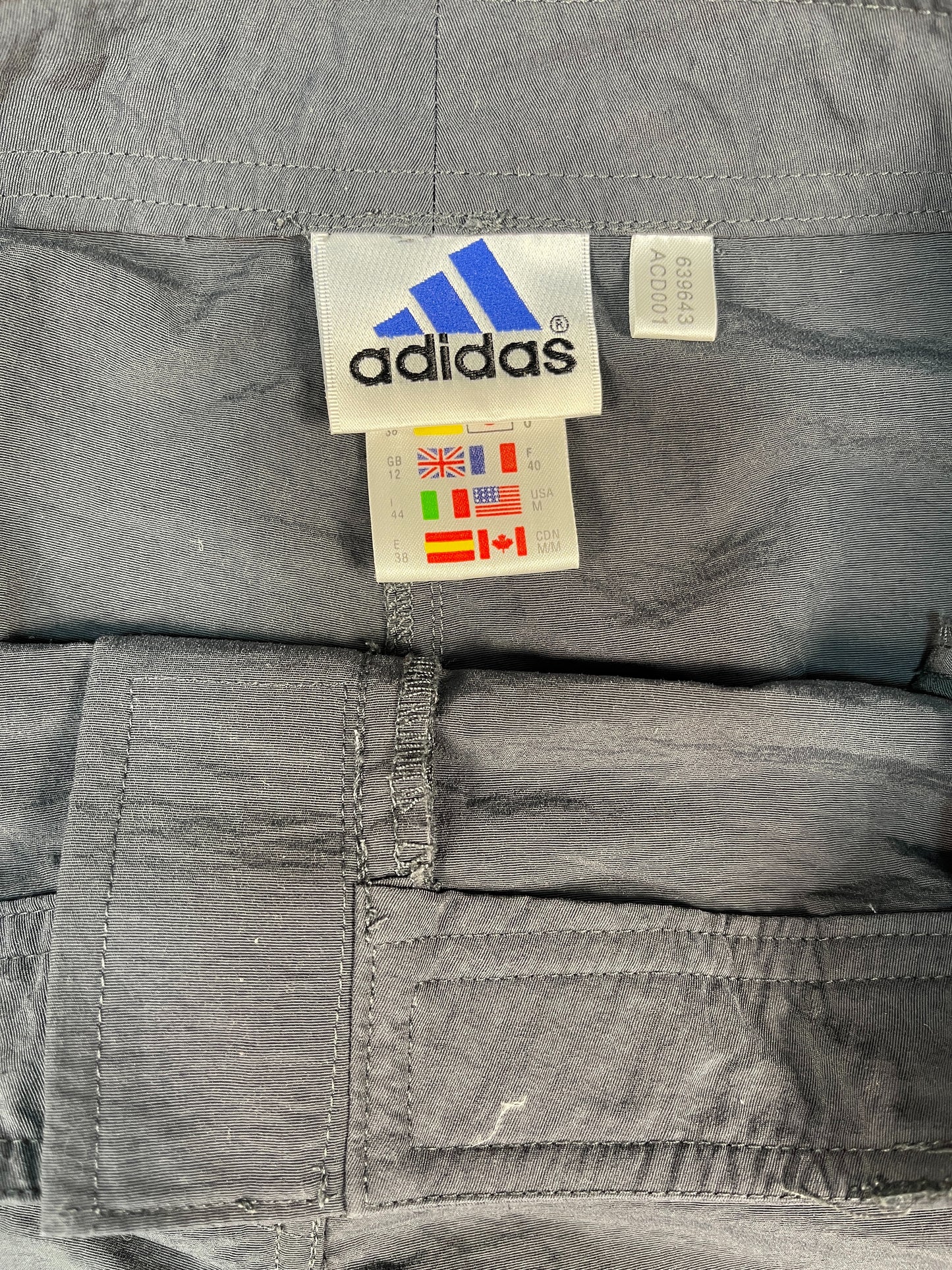 Vintage Adidas Capri Tack Pants Gray Nylon M