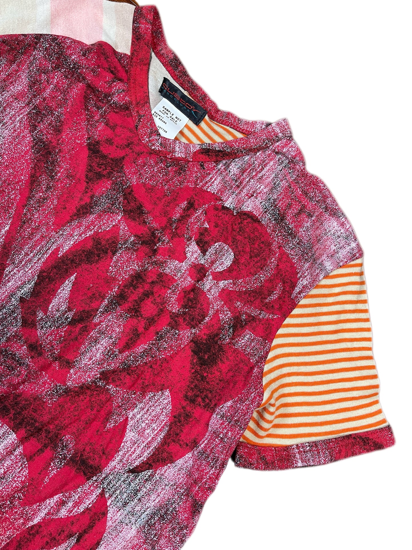 Y2k Custo Barcelona Sample Short Sleeve Top Red Multicolor S