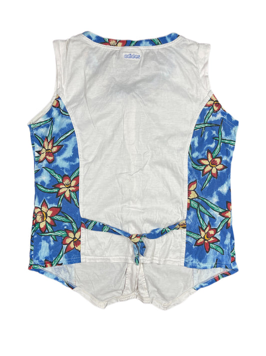 Vintage Adidas Sleeveless Top White Blue - XXL