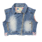 Y2k Fashion Classic Crop Denim Vest Blue - XXL