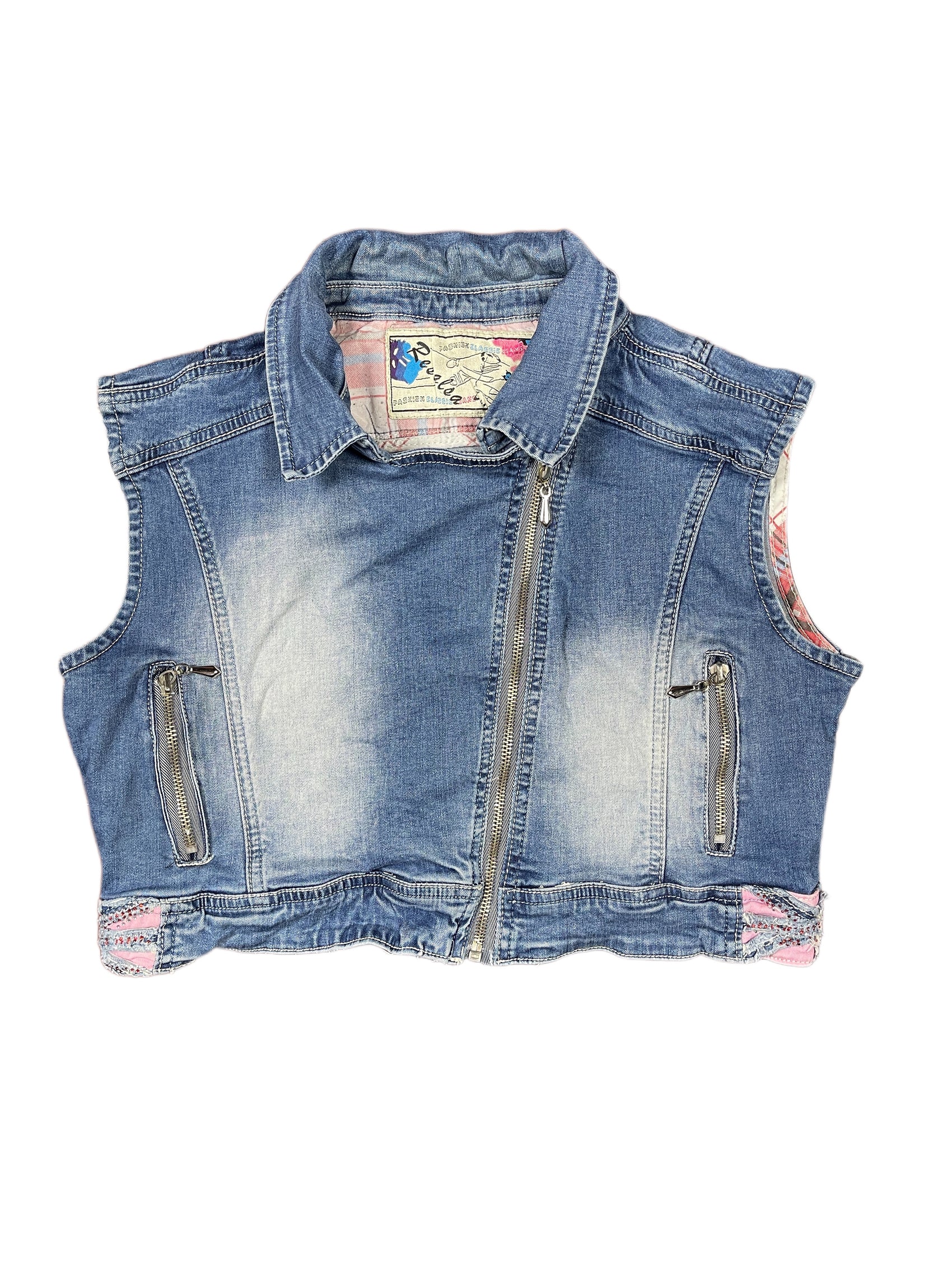 Y2k Fashion Classic Crop Denim Vest Blue - XXL