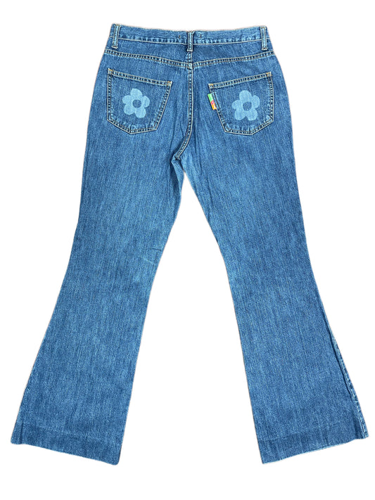 Y2k Agatha Ruiz de la Prada Flared Jeans Denim Pants Blue - L