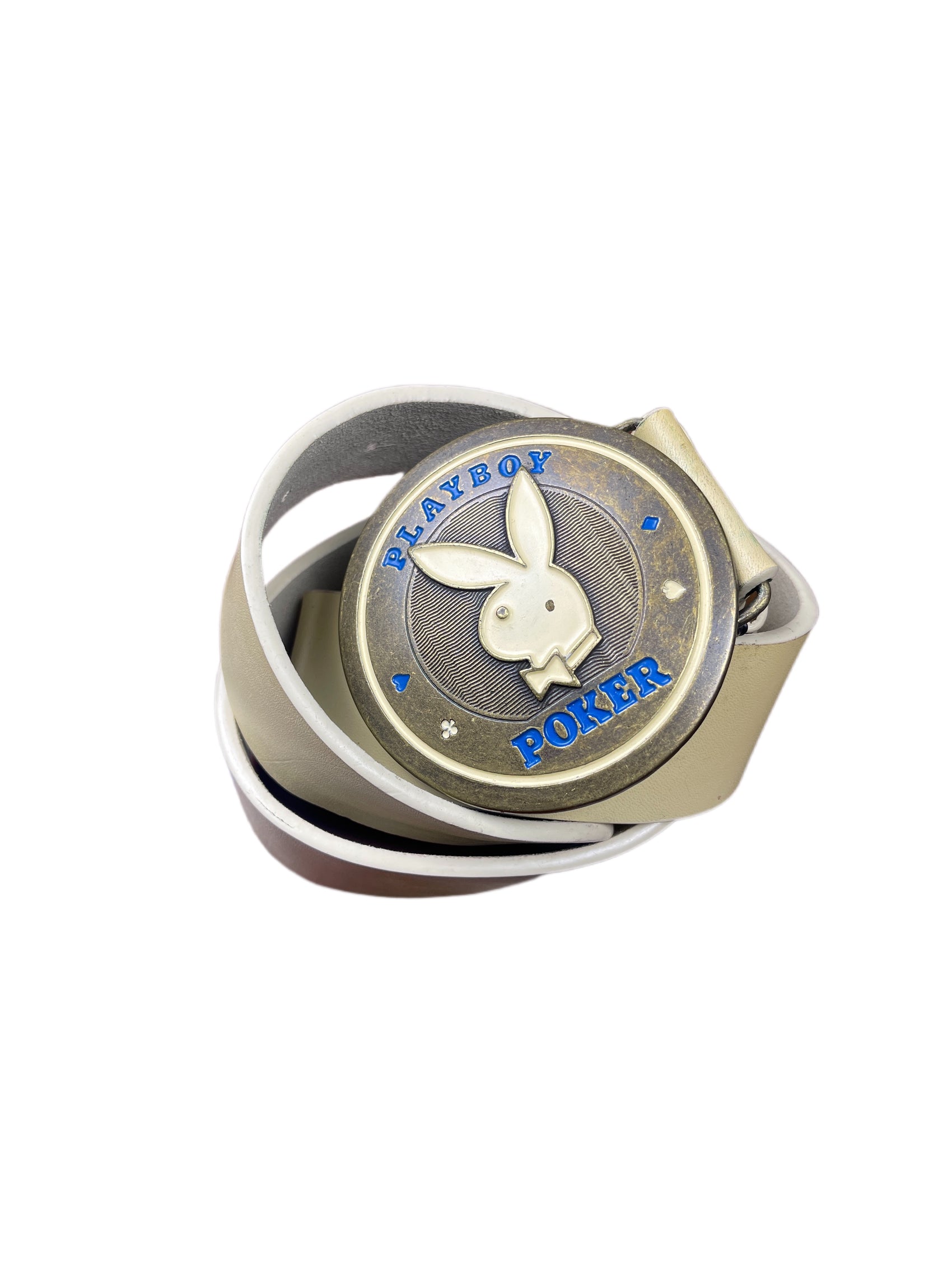 Y2k Playboy Leather Plug Belt Cream 2004