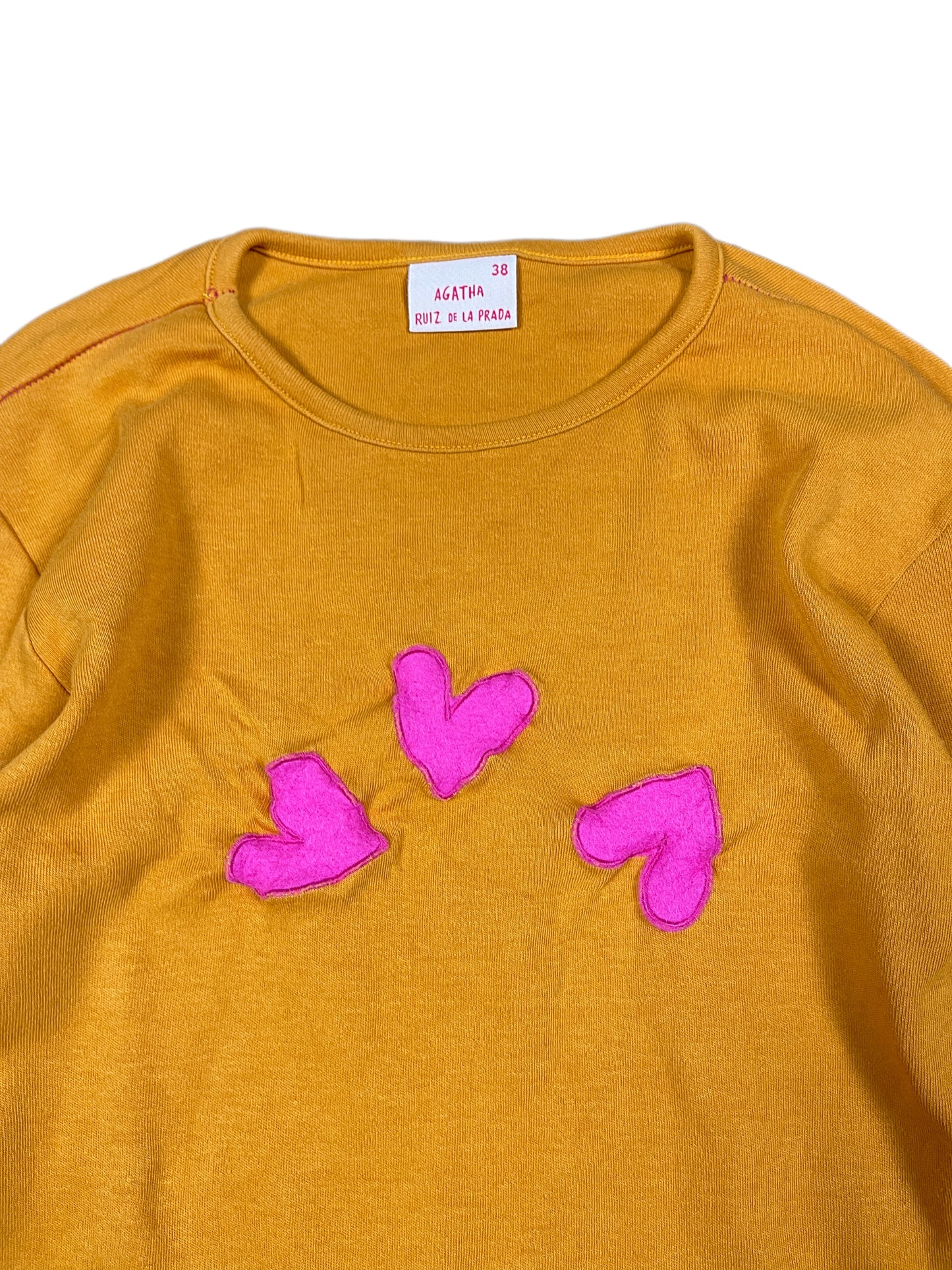 Y2k Agatha Ruiz de la Prada Long Sleeve Top Hearts Orange - M