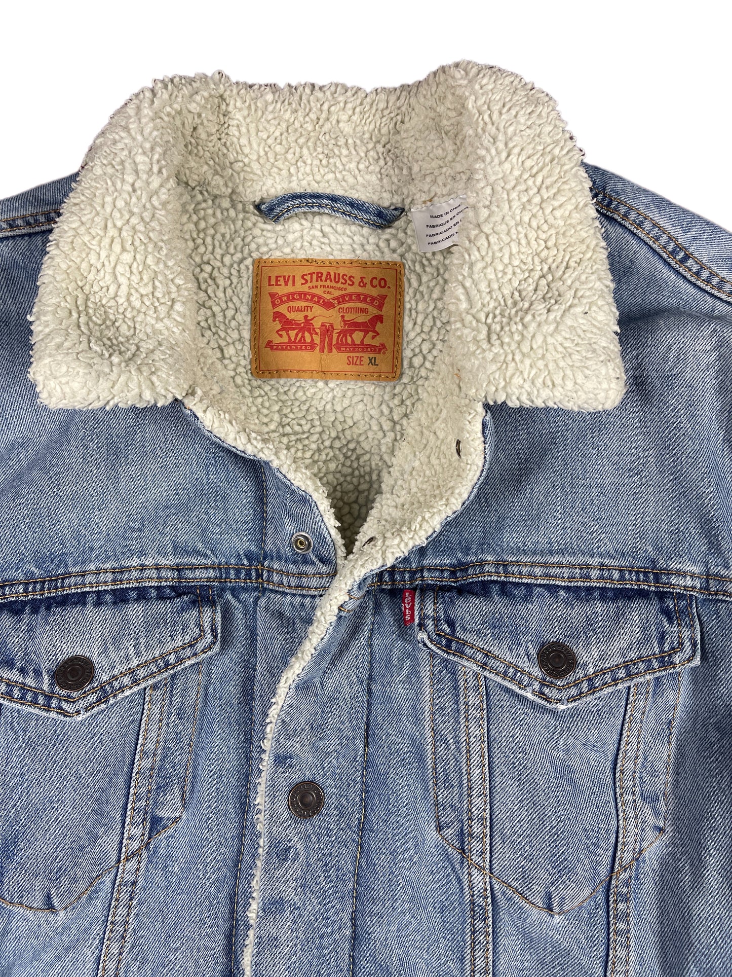 Levi's Denim Fake Fur Jacket Blue - XL