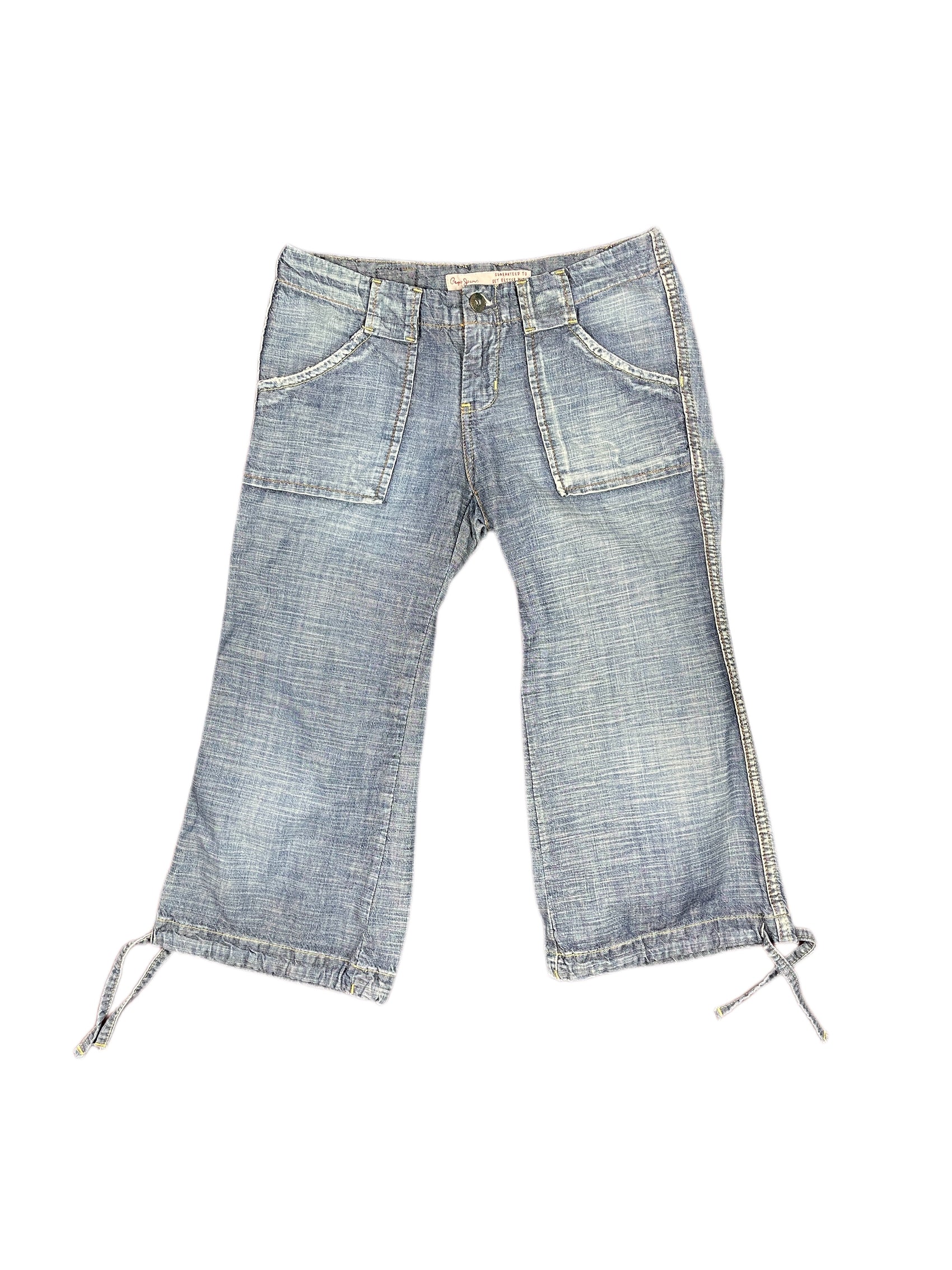 Y2k Pepe Jeans Low Waist Capri Pants Blue - XS/S