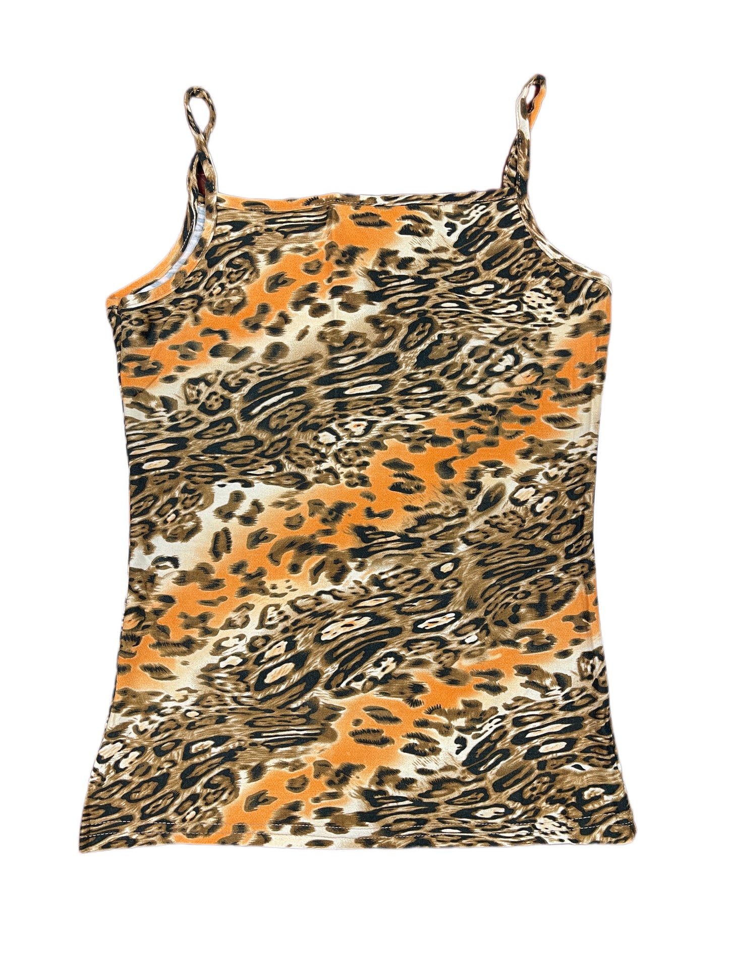 Y2k Leo Print Sleeveless Top Brown - S