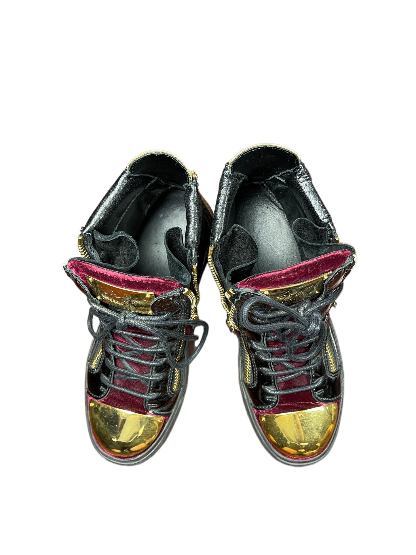 Giuseppe Zanotti Velvet Boot Trainer Black Bordeaux Gold - 37