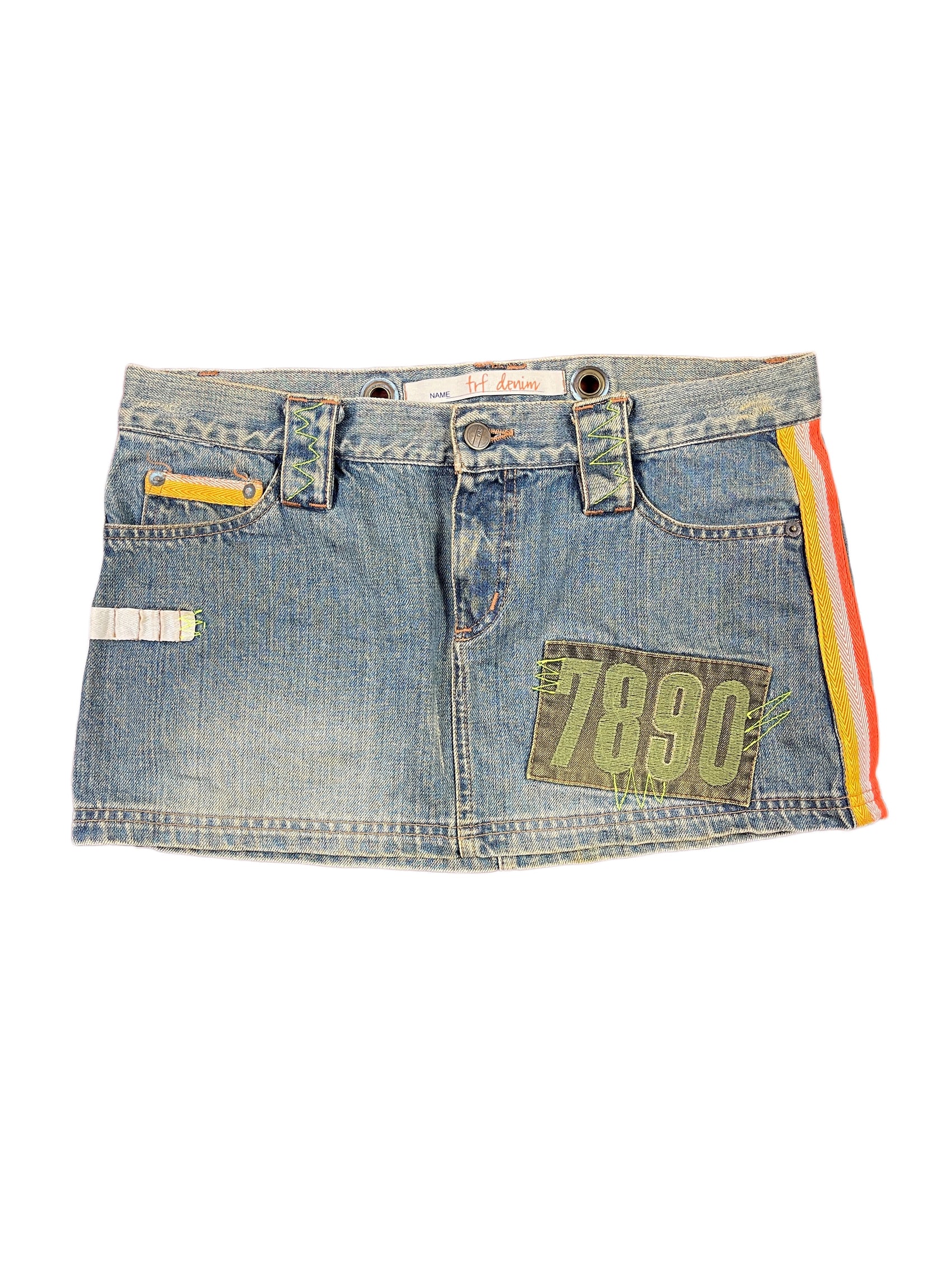 Y2k Trf Denim Mini Skirt Blue - L
