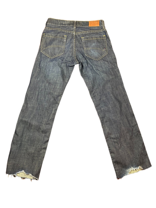 Y2k Tommy Hilfiger Low Waist Straight Cut Denim Pants Blue - M