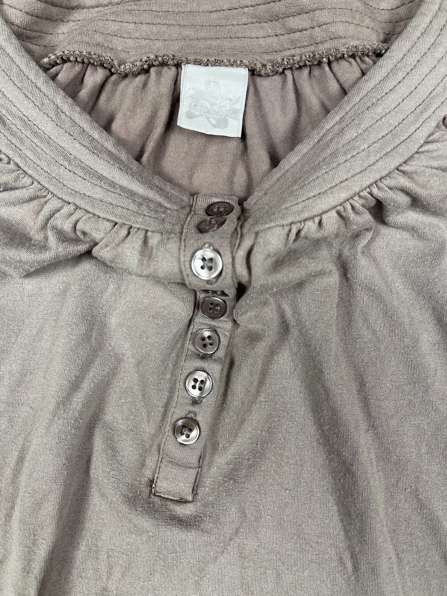 Y2k Camaieu Short Sleeve Top Khaki - S