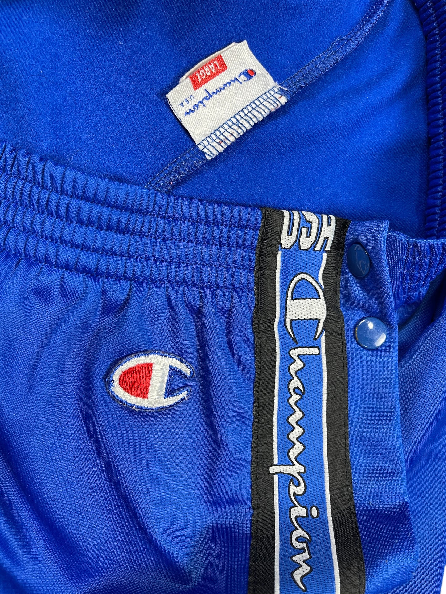Vintage Champion Button Open Sport Pants Blue - L