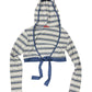 Y2k BbG Long Sleeve Top with Hood Striped Blue Gray - M/L