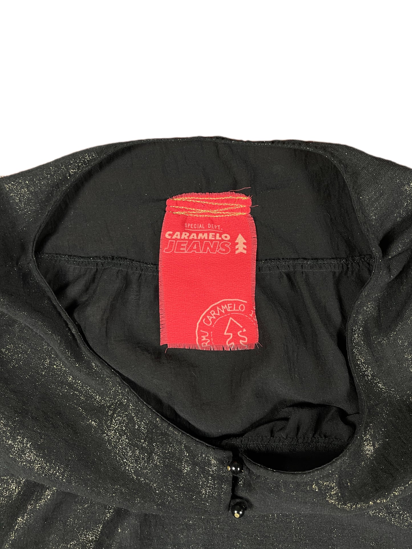 Y2k Caramelo Jeans Short Sleeve Dress Black Gold - L