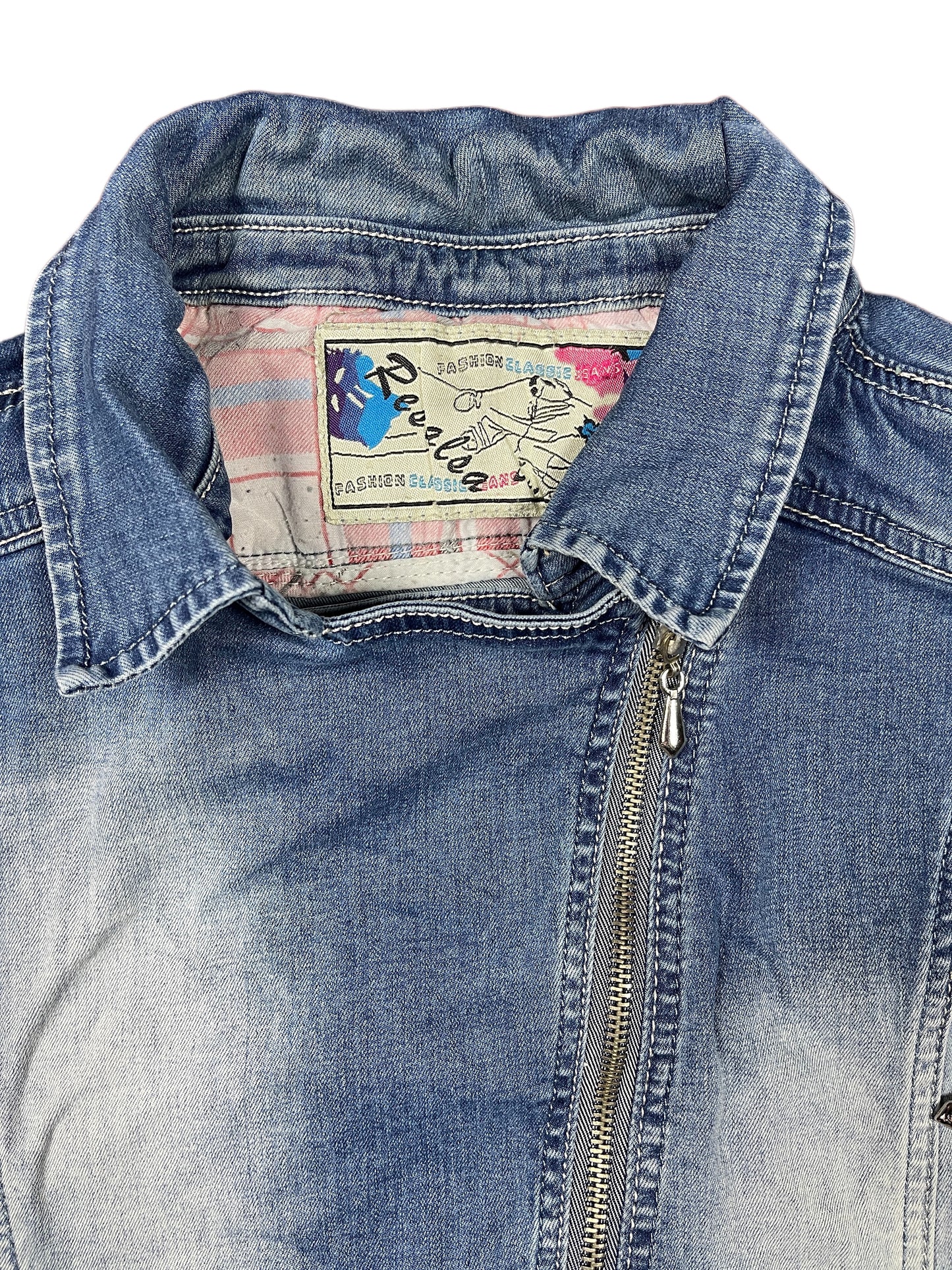 Y2k Fashion Classic Crop Denim Vest Blue - XXL