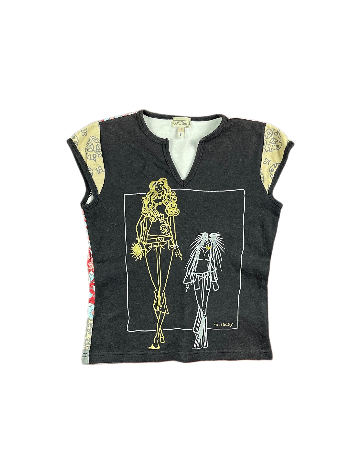 Y2k M. Laury Short Sleeve Top Black - S