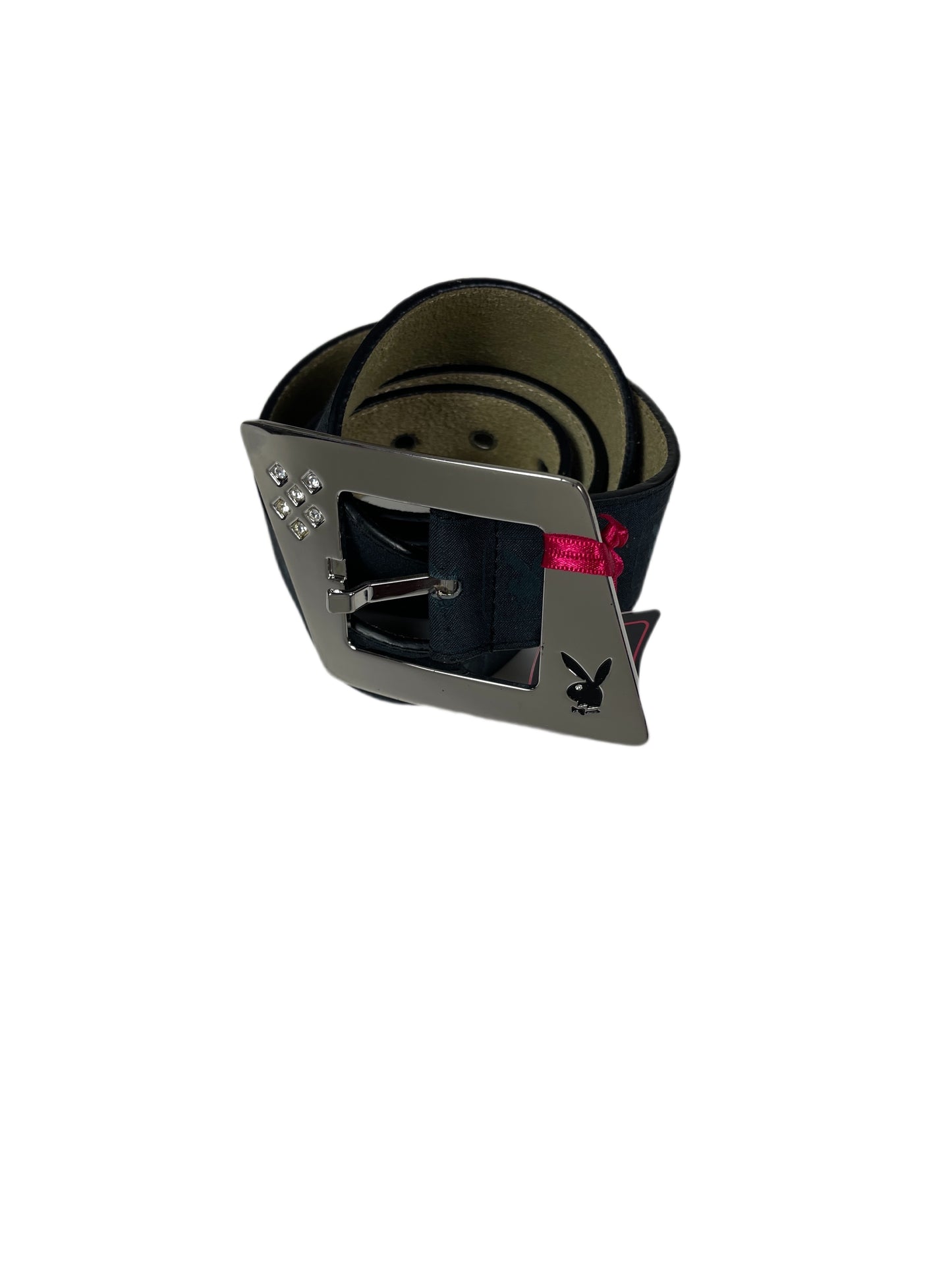 Y2k Playboy Cotton Leather Belt Black 2004