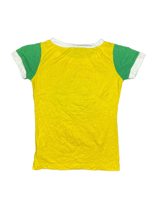 Y2k Diesel Distressed Short Sleeve Top Yellow Green - S