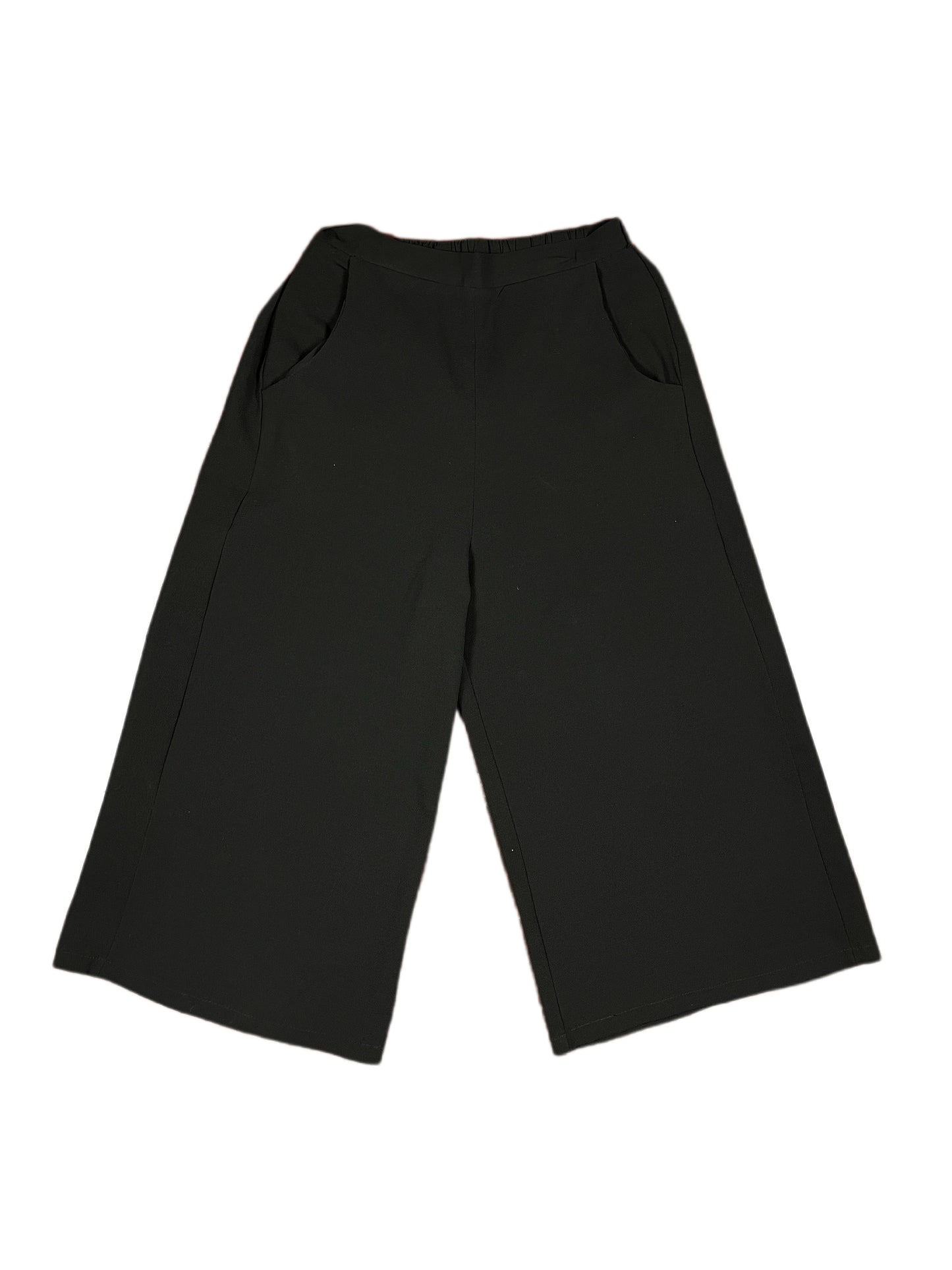 Y2k Quiz Wide Capri Pants Black - S