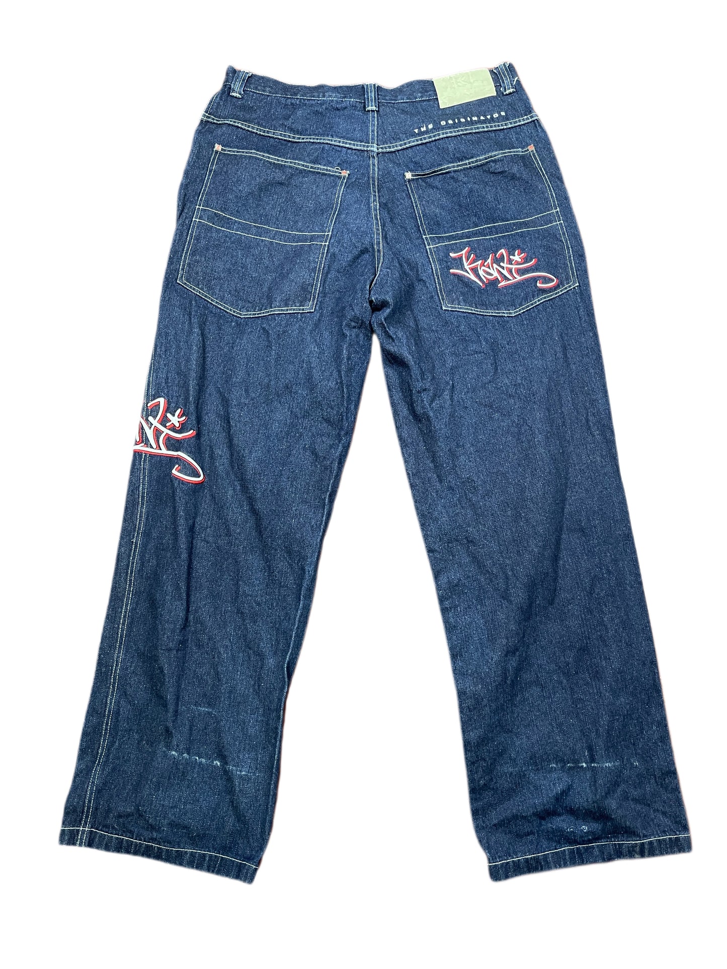 Y2k Karl Kani Baggy Bootcut Pants Blue - XXL