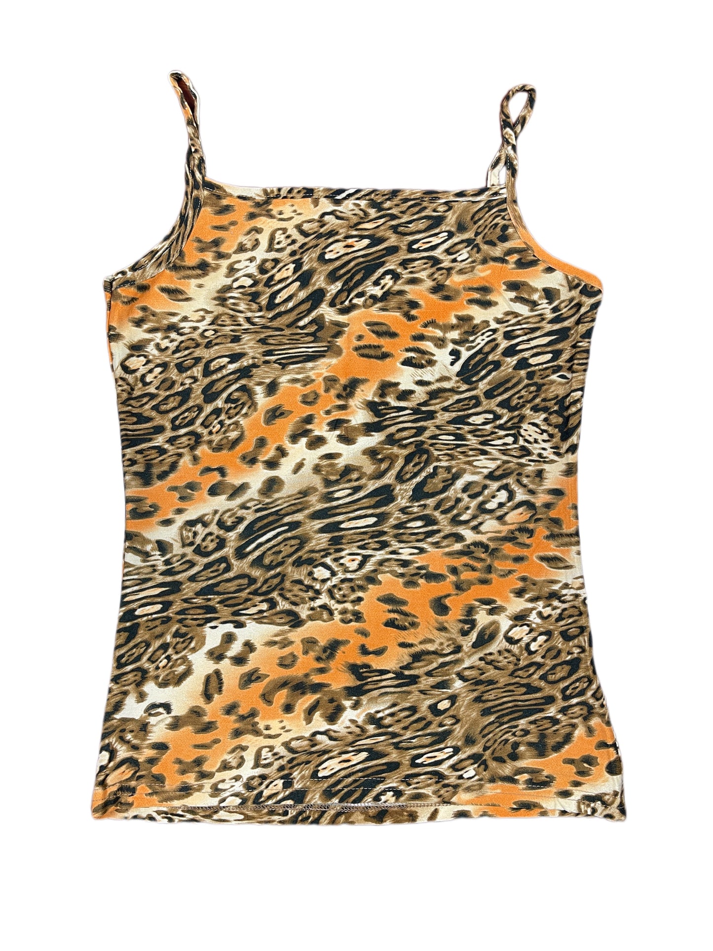 Y2k Leo Print Sleeveless Top Brown - S