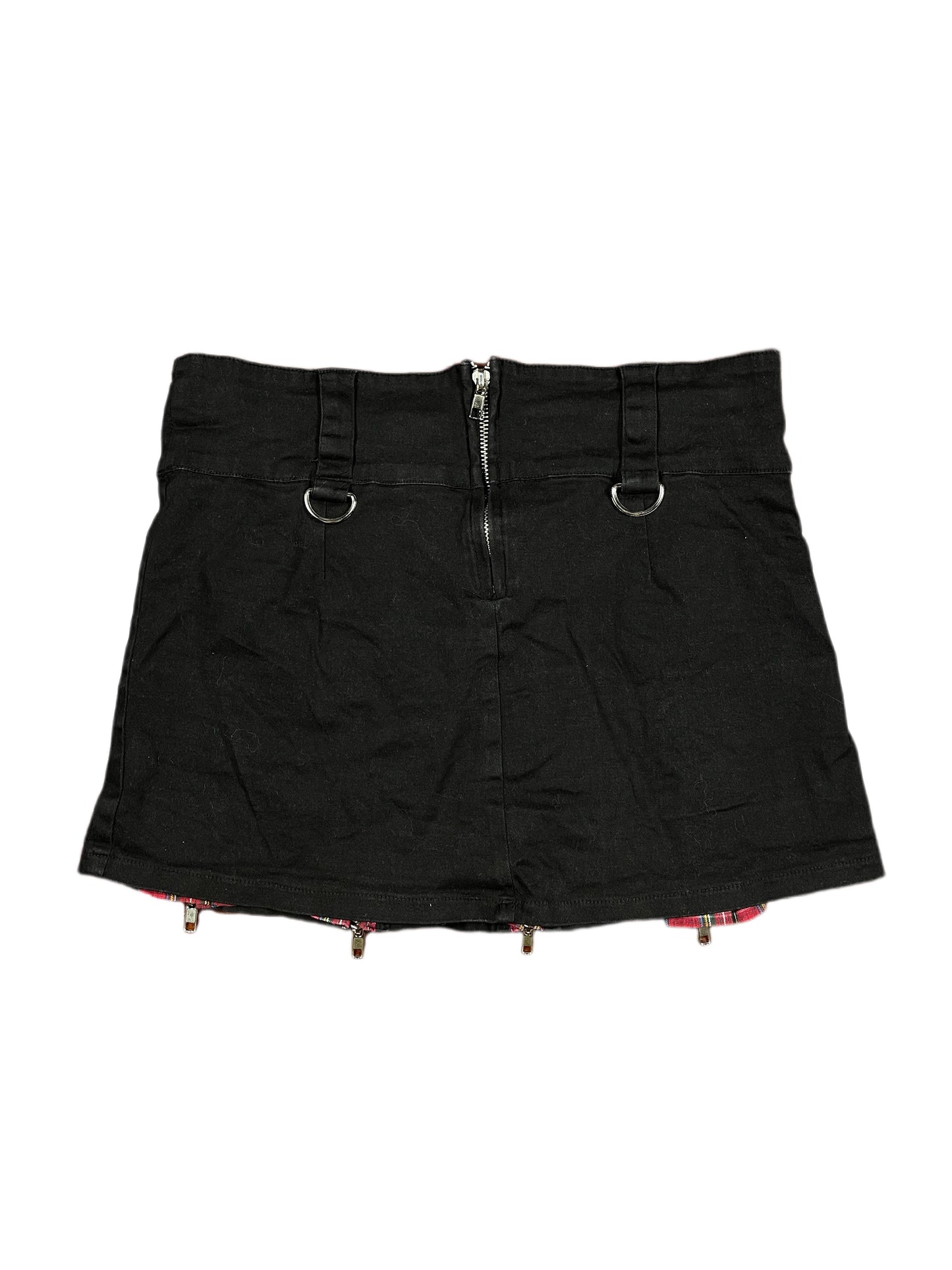 Y2k Silver Low Waist Mini Skirt Black Red - M