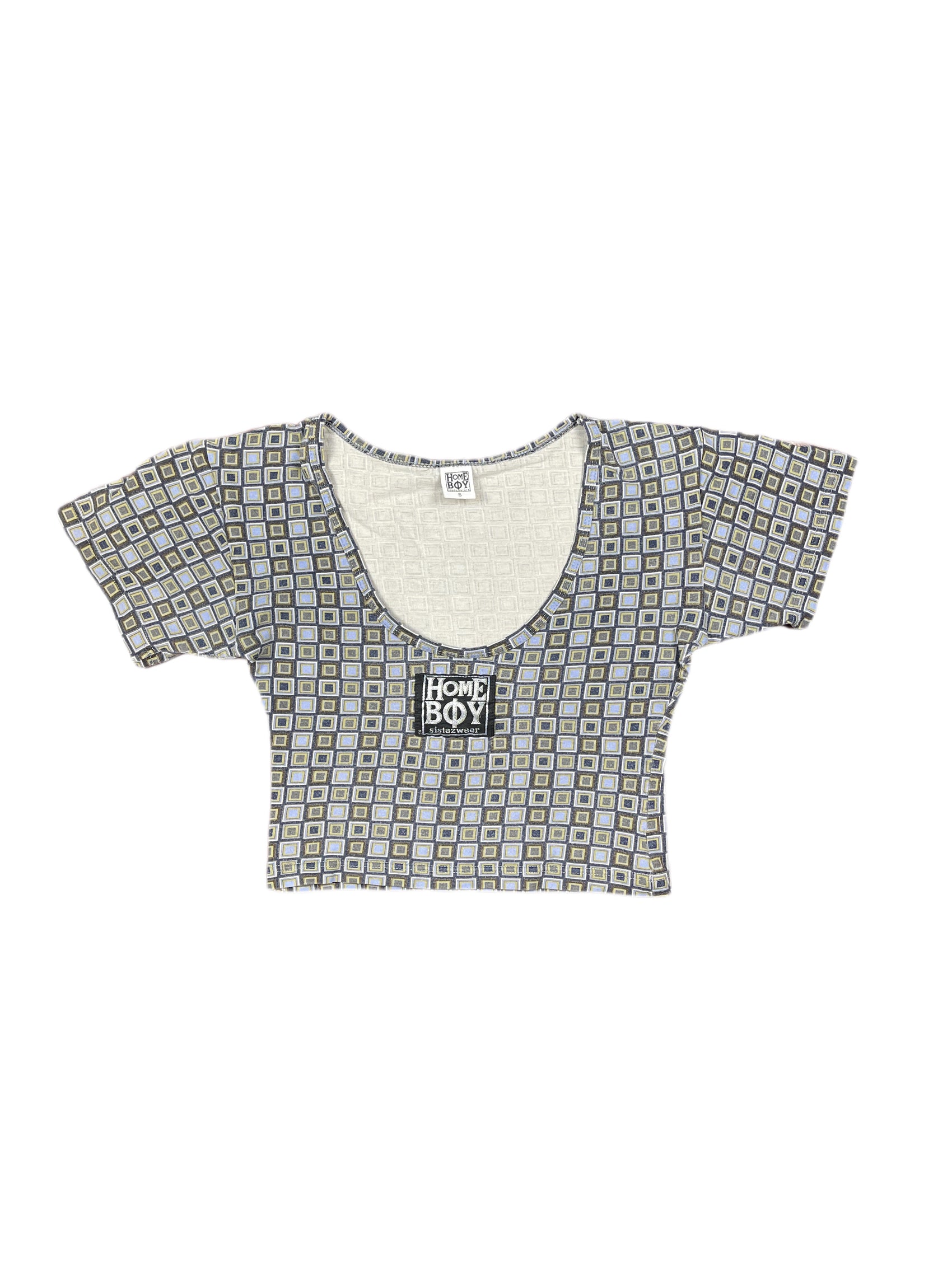 Home Boy Crop Top Geometric Pattern - S