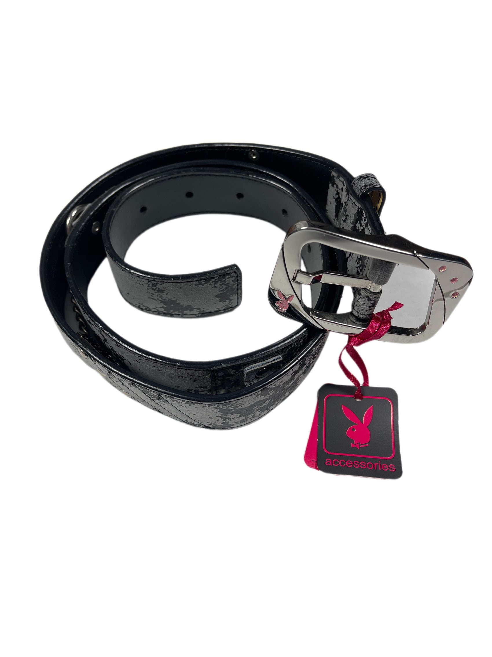 Y2k Playboy Belt Black Gray 2004