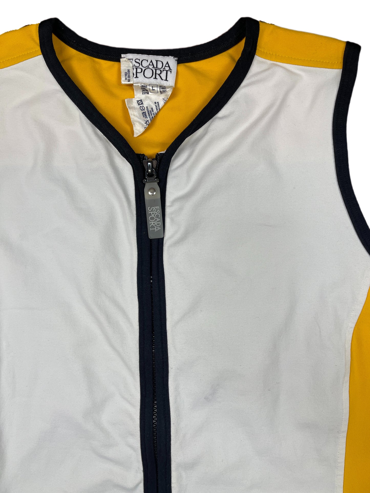 Vintage Escada Sport Vest White Yellow Black 90s - L