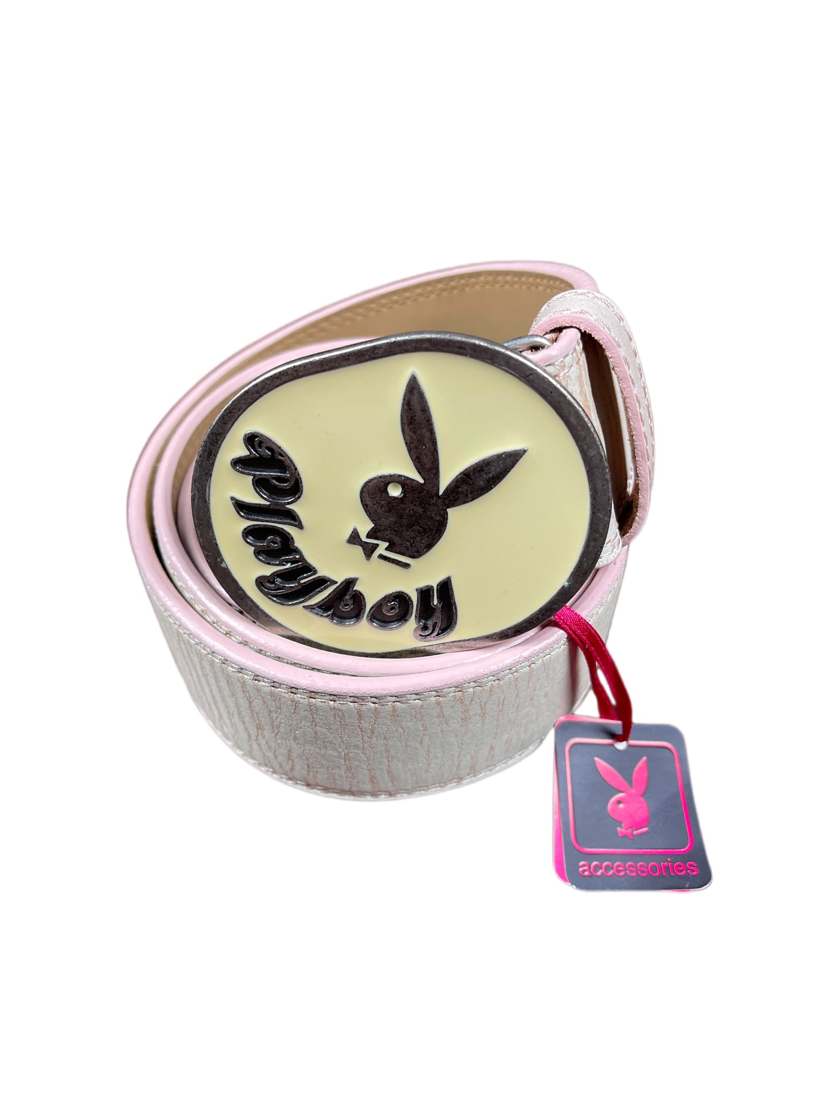 Y2k Playboy Plug Belt Cream Beige 2004