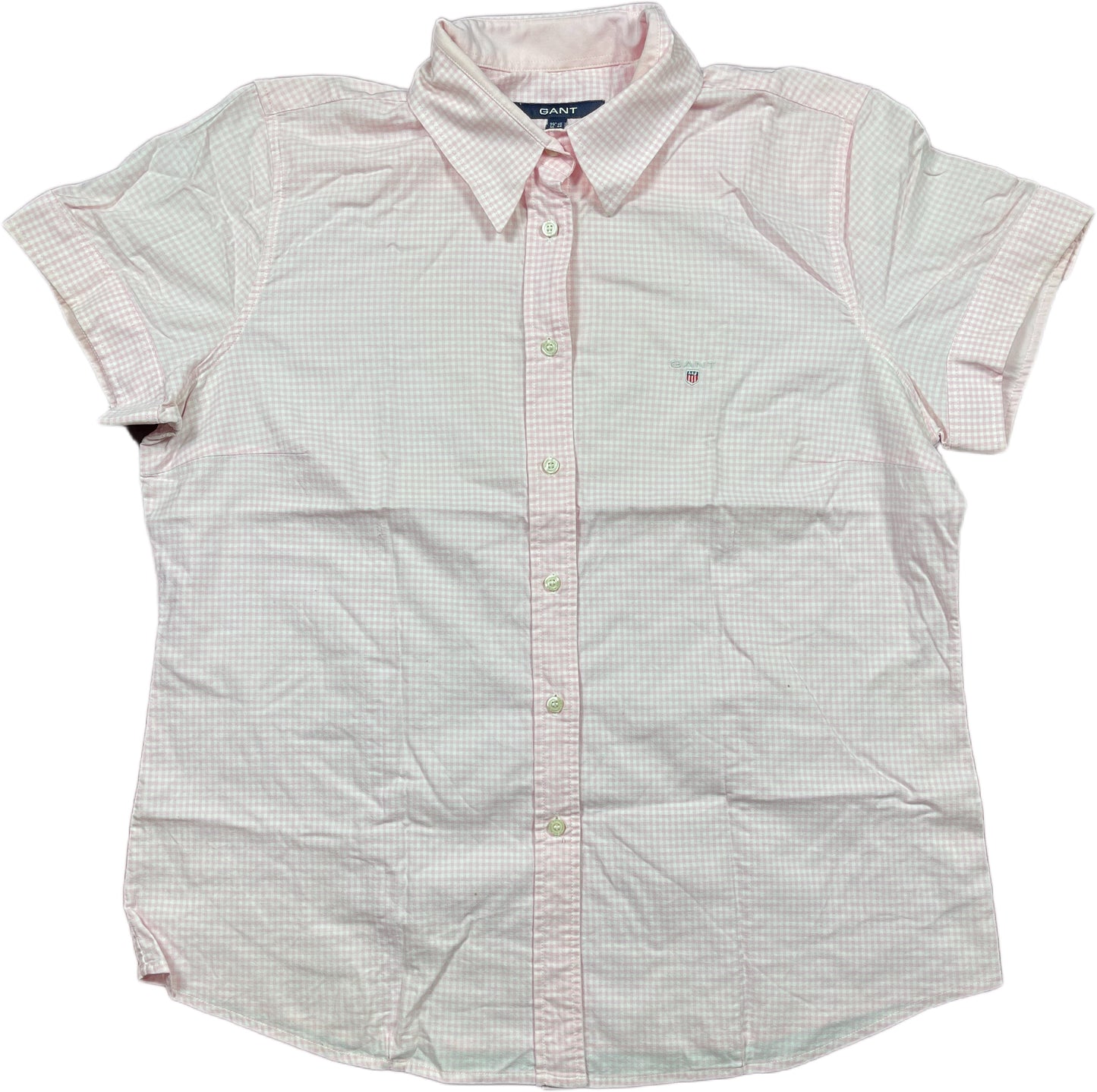 Gant Short Sleeve Shirt Pink Squared Pattern Cotton XXL
