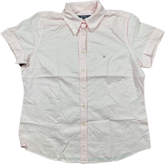 Gant Short Sleeve Shirt Pink Squared Pattern Cotton XXL