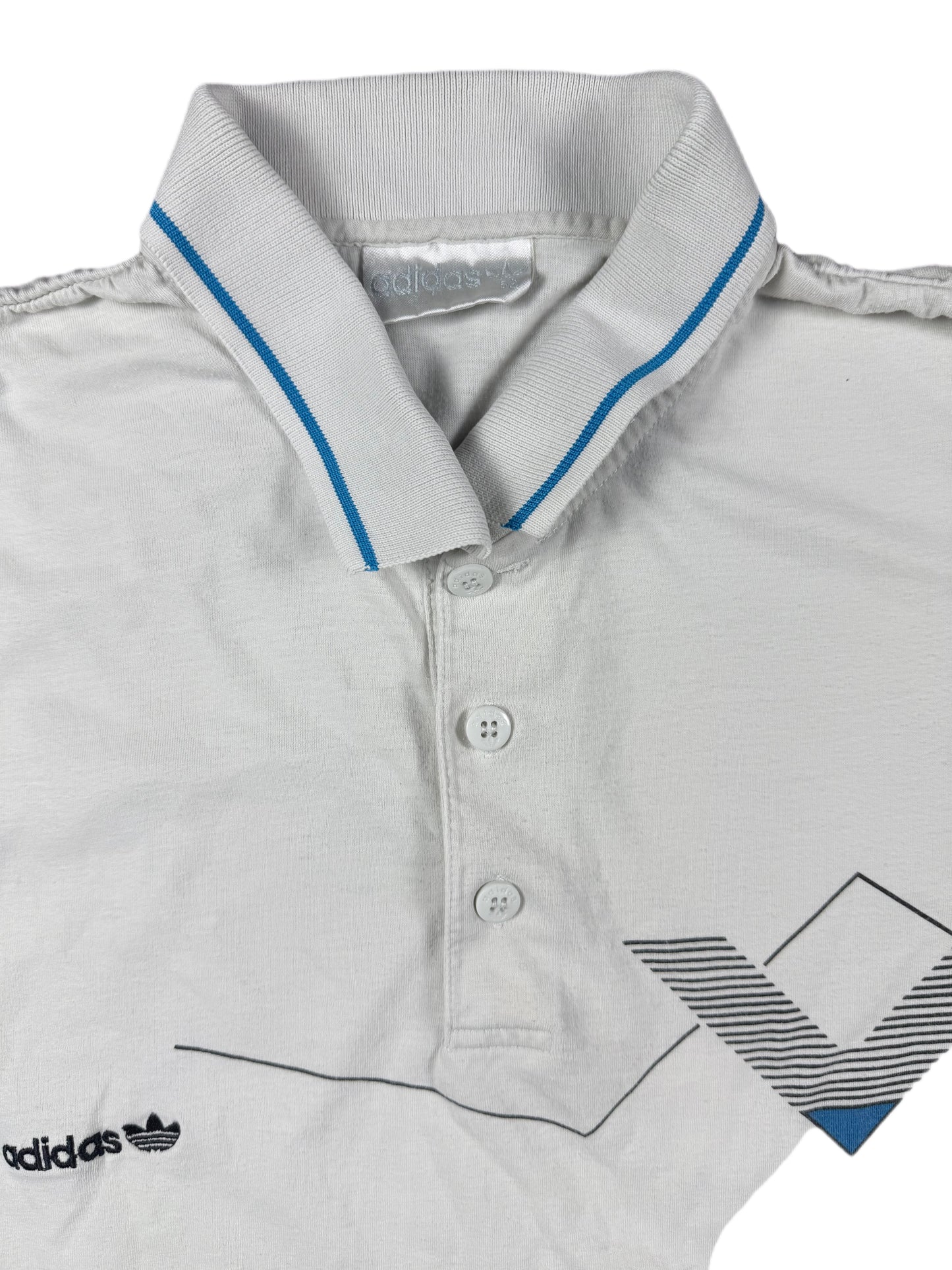 Vintage 90s Adidas Tennis Polo Shirt White - L