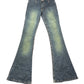 Y2k Raro Low Waist Flared Denim Pants Blue - XS