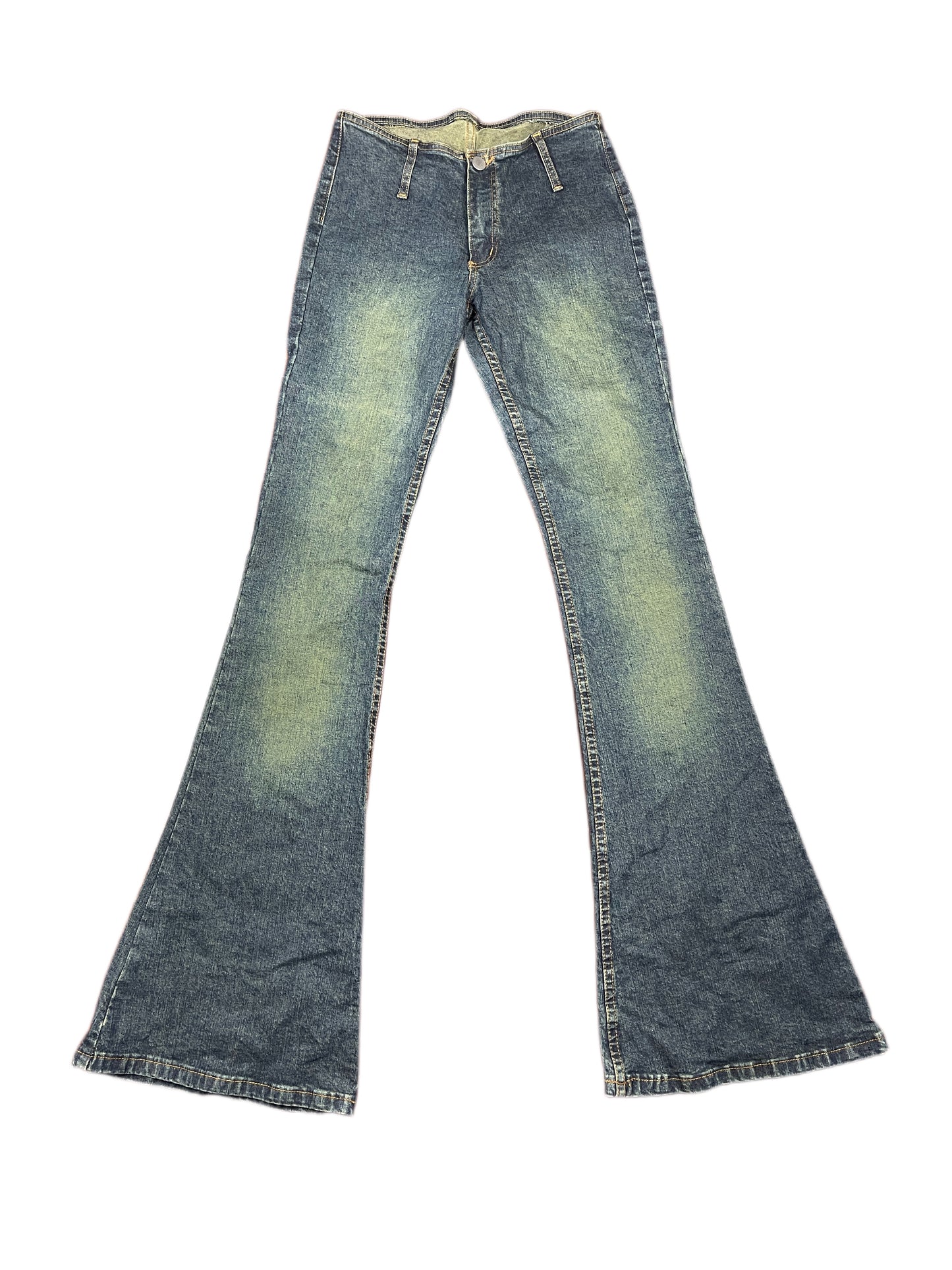 Y2k Raro Low Waist Flared Denim Pants Blue - XS
