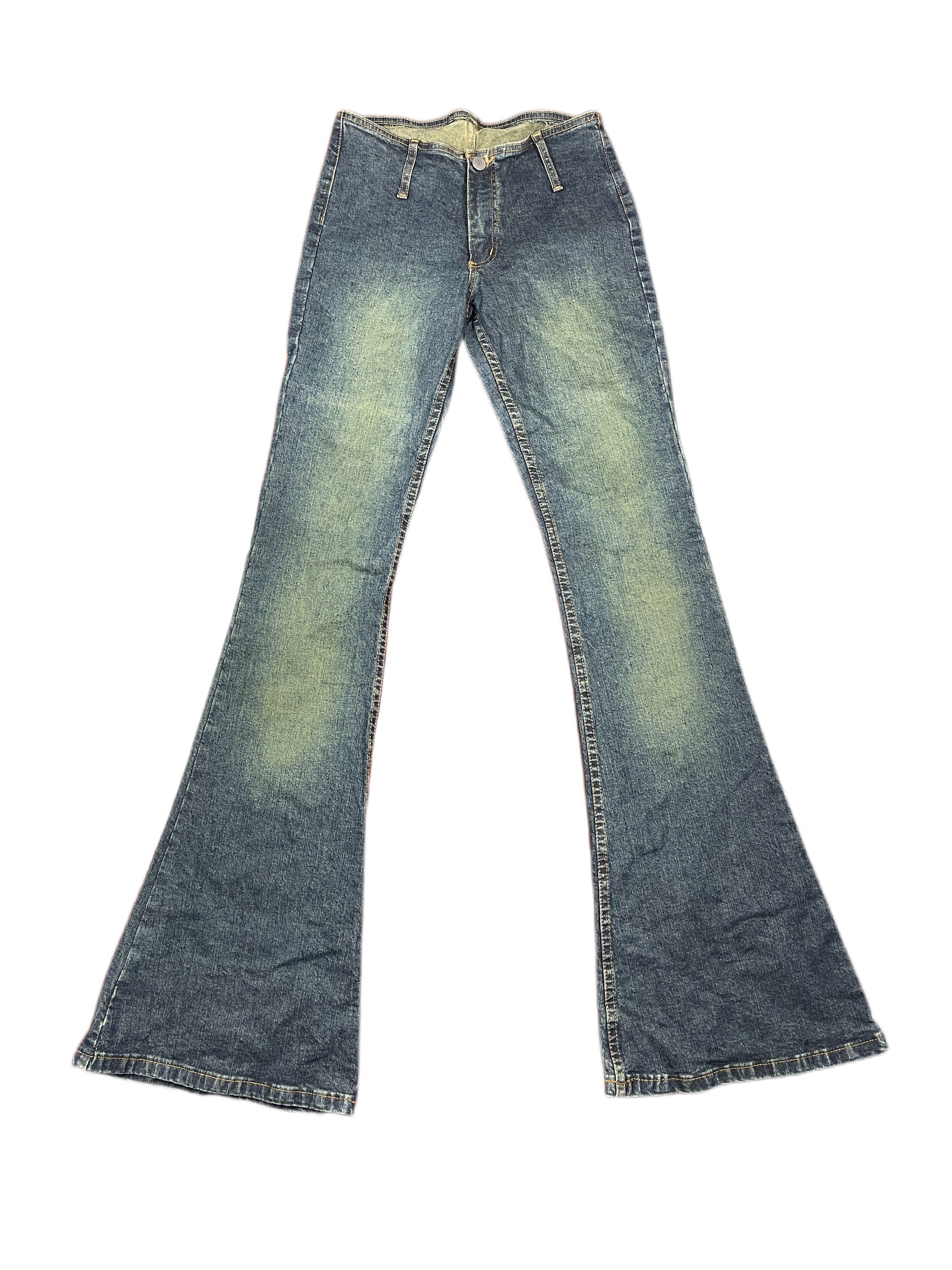 Y2k Raro Low Waist Flared Denim Pants Blue - XS