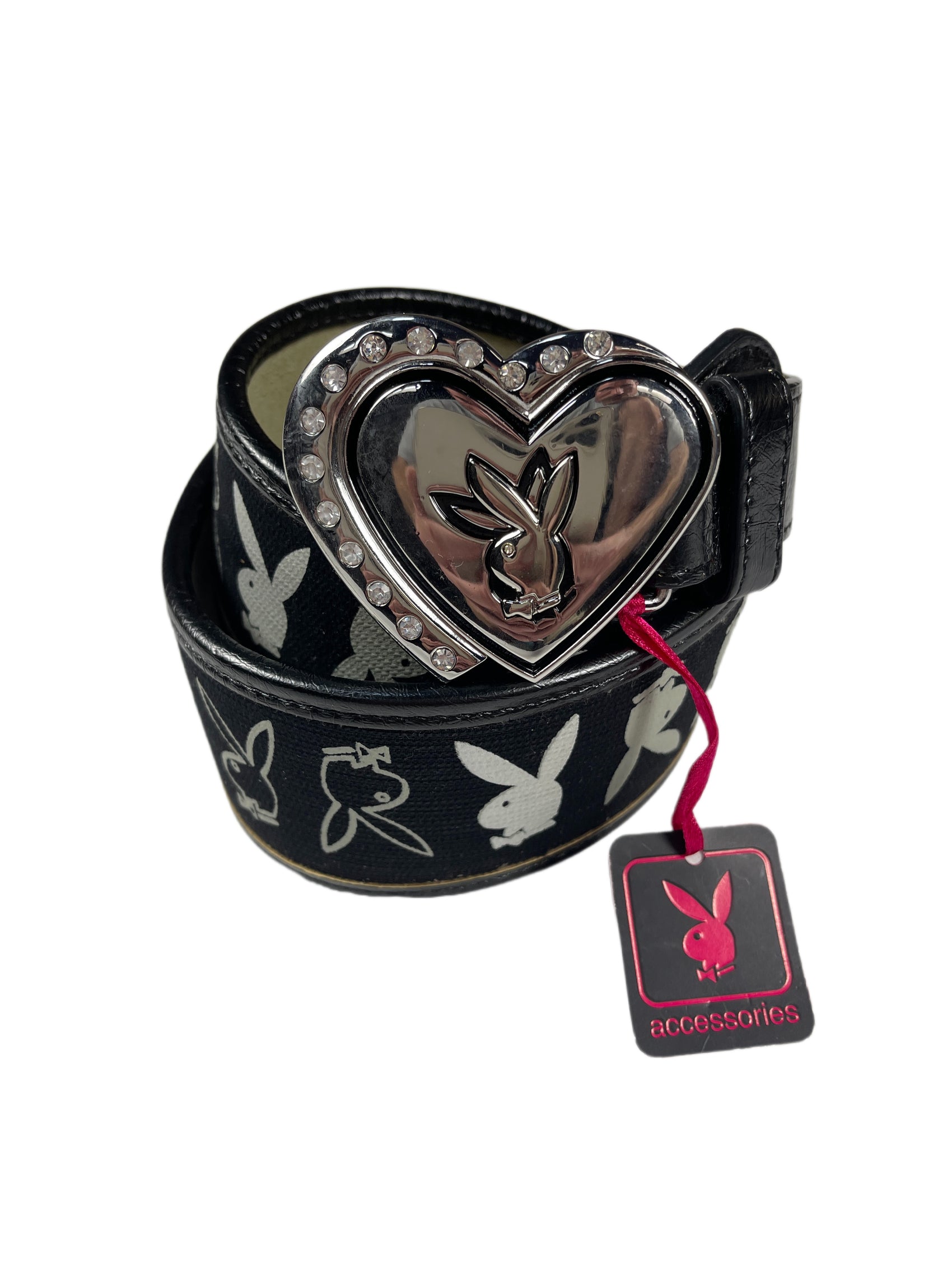 Y2k Playboy Bunny Pattern Plug Belt Black 2004