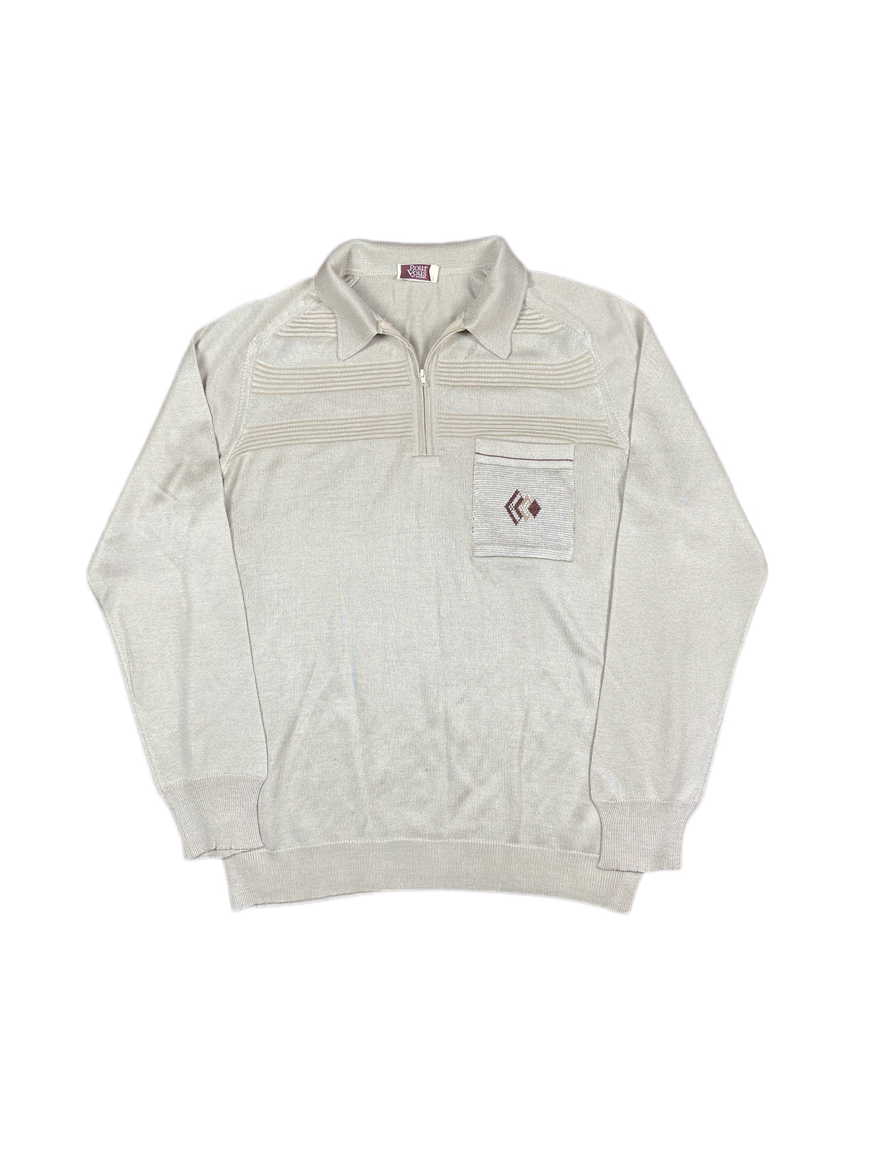 Vintage Pour Vous Knitted Zip Sweatshirt Cream - M/L