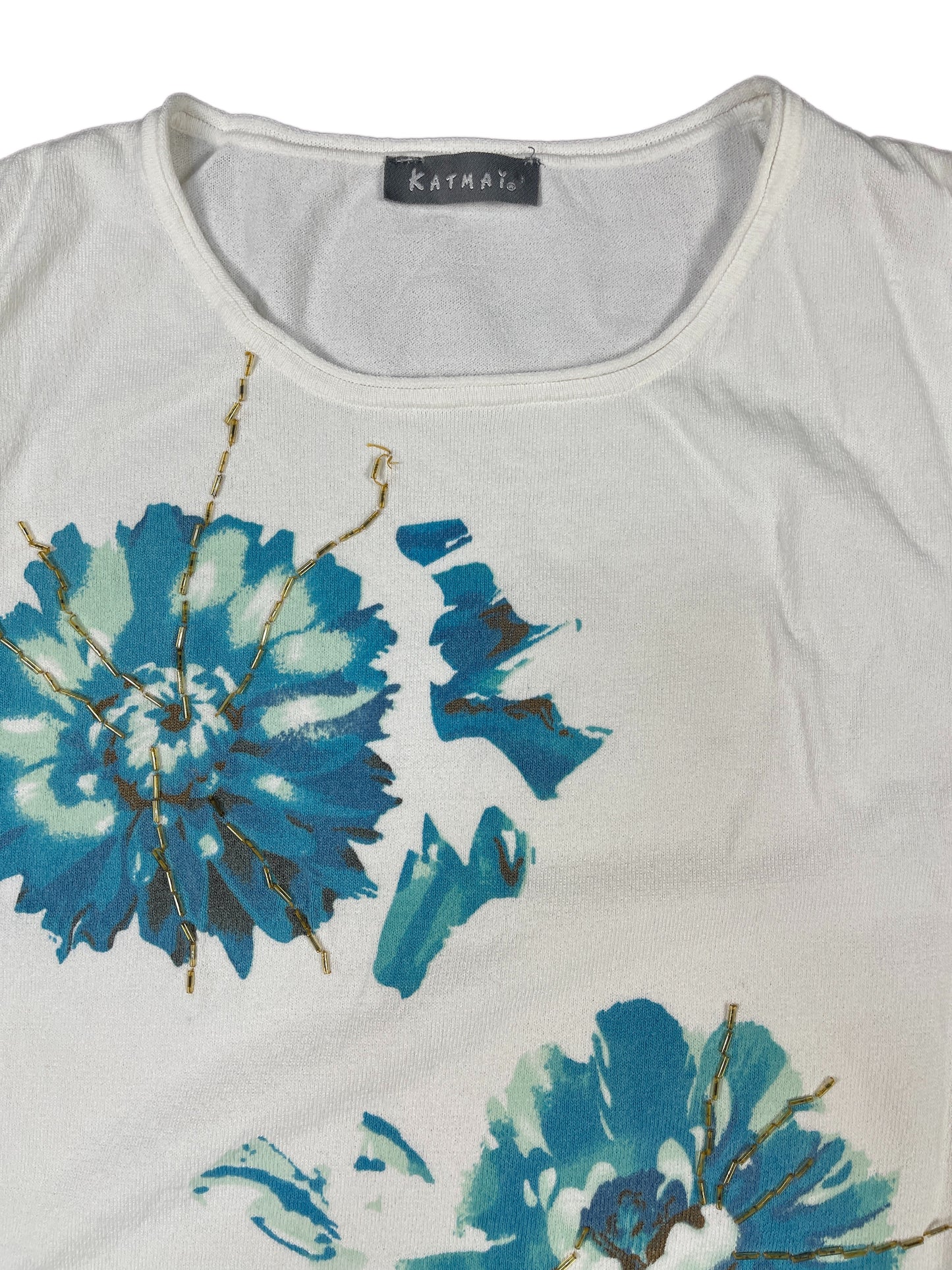 Y2K Katmai Sleeveless Top Flower Motiv White - M