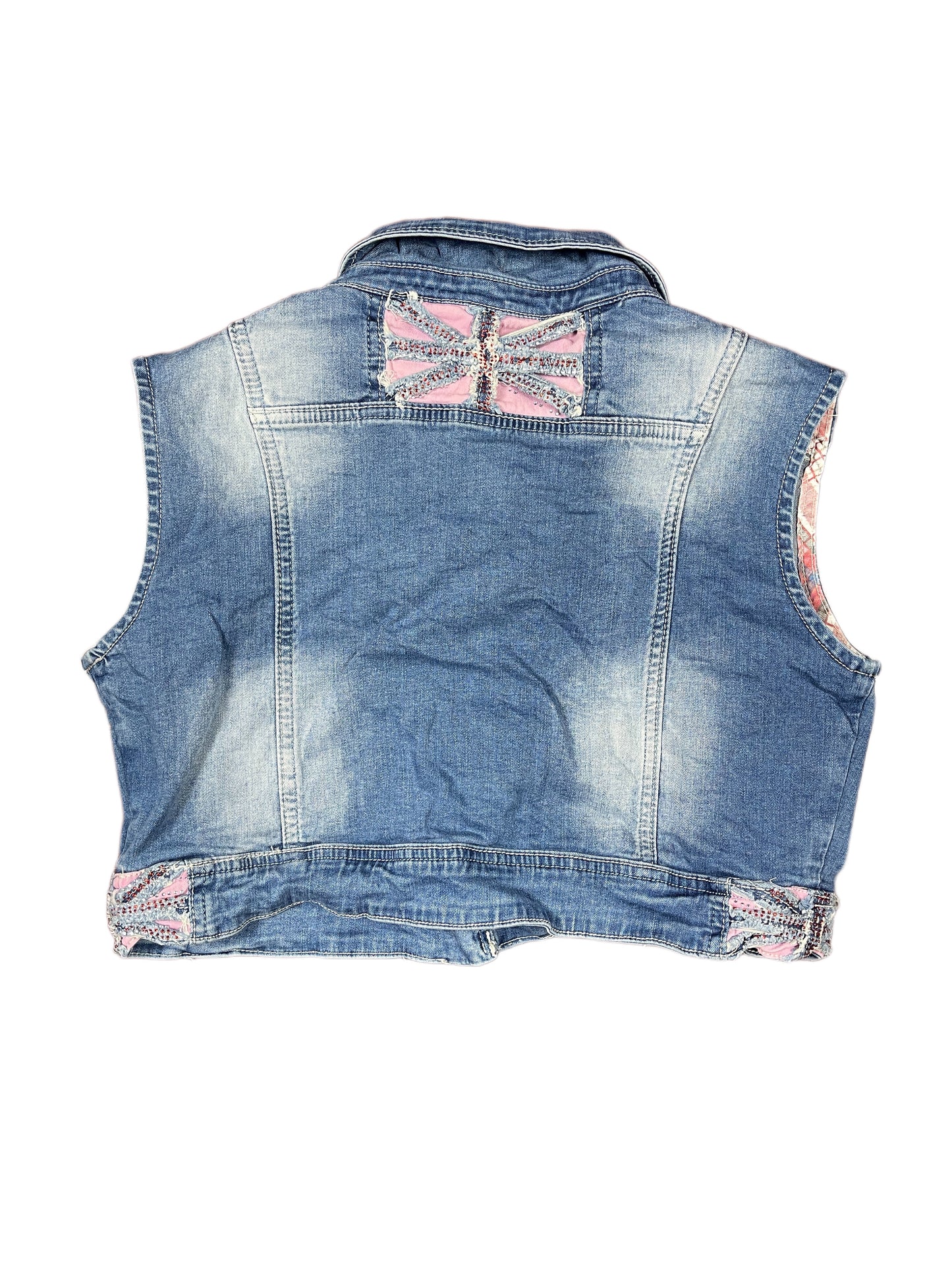 Y2k Fashion Classic Crop Denim Vest Blue - XXL