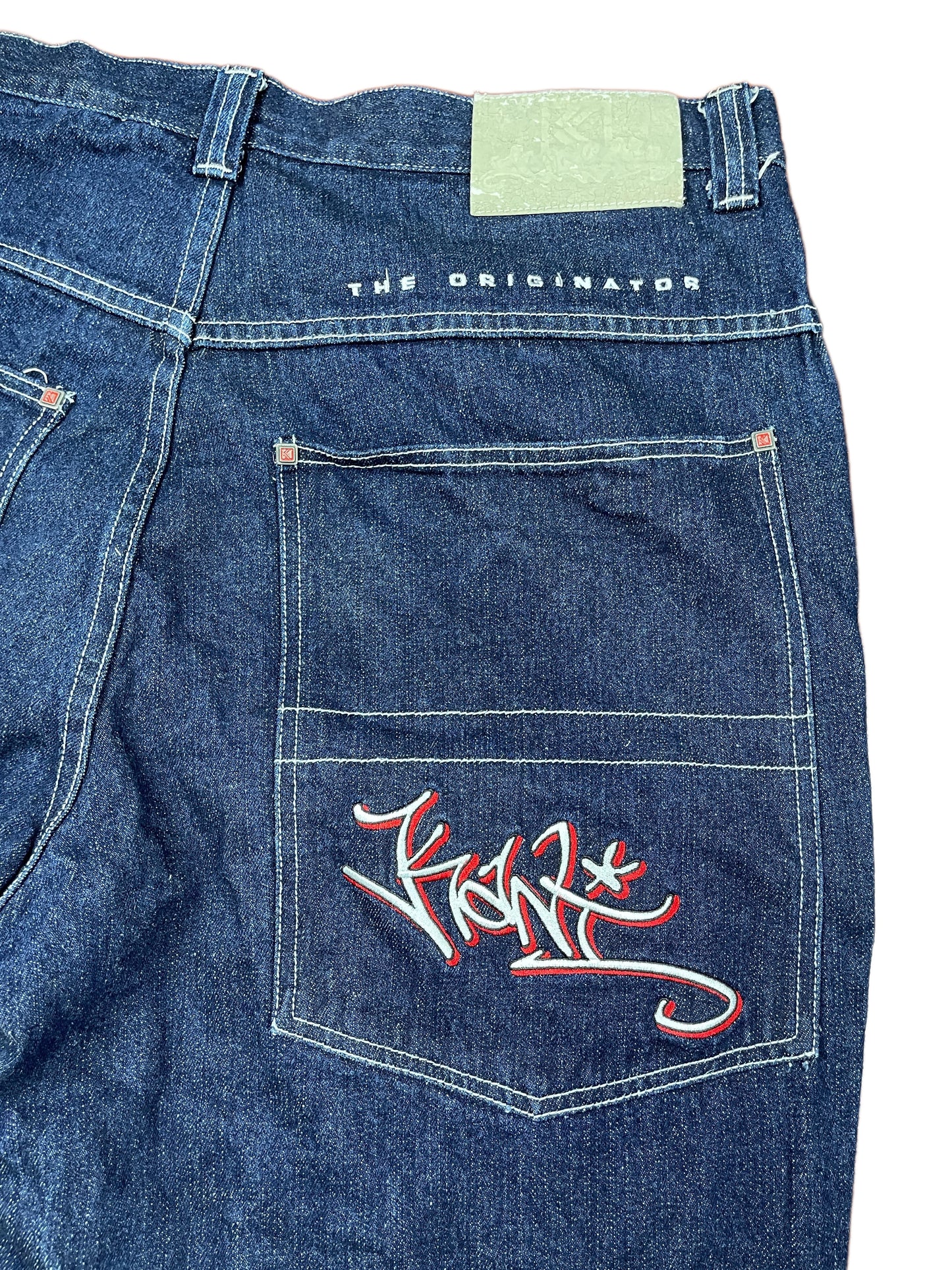 Y2k Karl Kani Baggy Bootcut Pants Blue - XXL