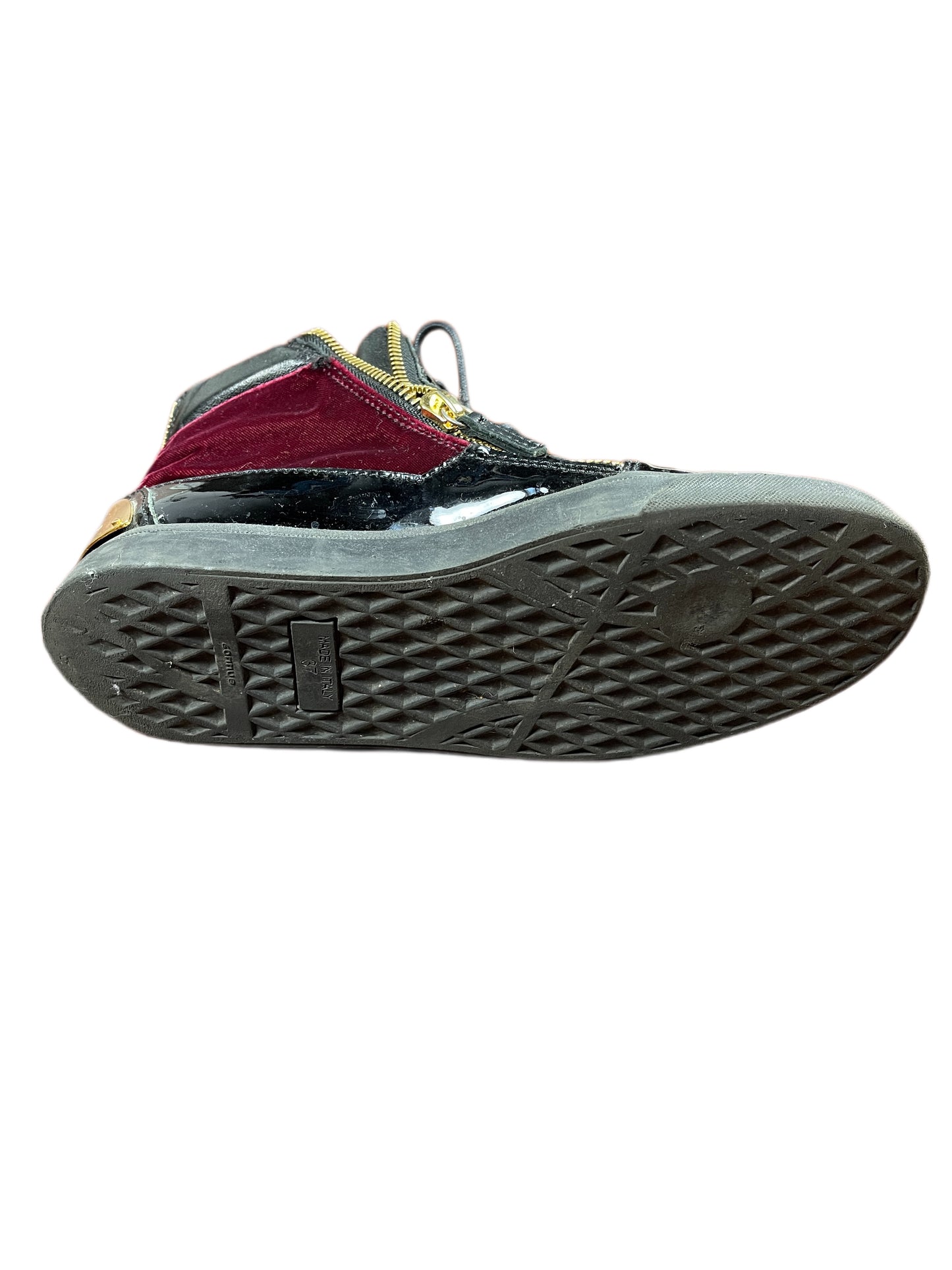 Giuseppe Zanotti Velvet Boot Trainer Black Bordeaux Gold - 37