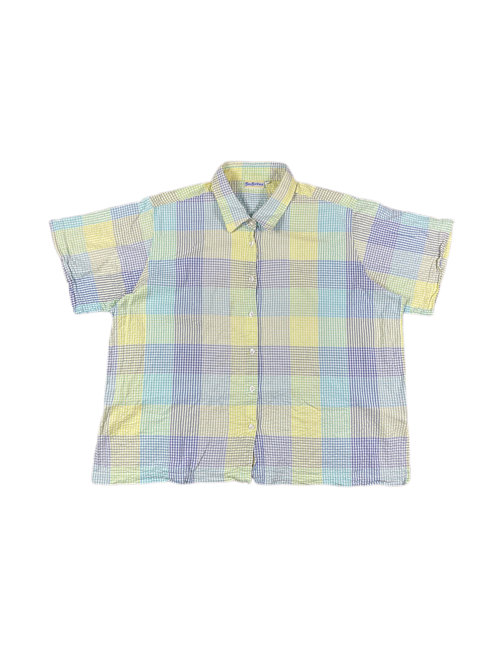Vintage Bleu Bonheur Short Sleeve Shirt Multicolor - XXXL