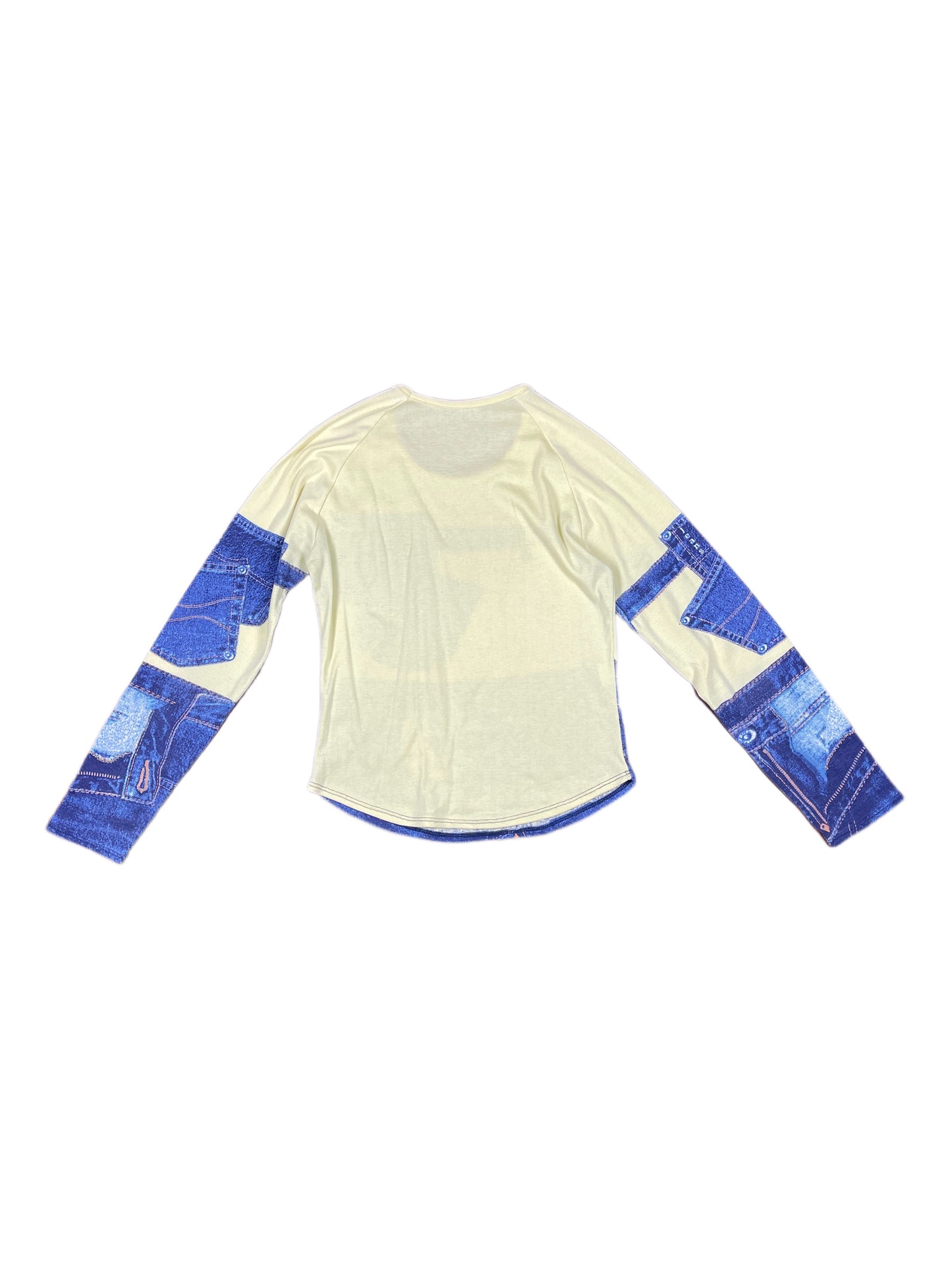 Y2k Long Sleeve Top Yellow Blue - XS/S