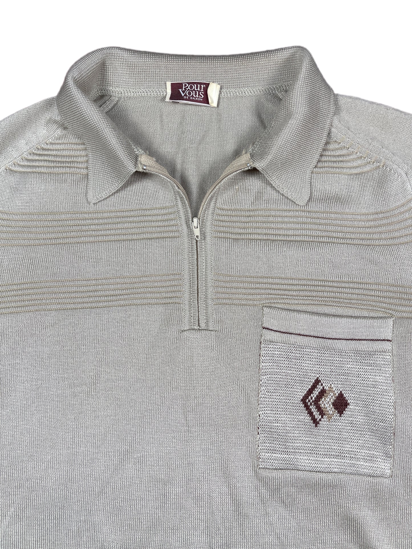 Vintage Pour Vous Knitted Zip Sweatshirt Cream - M/L