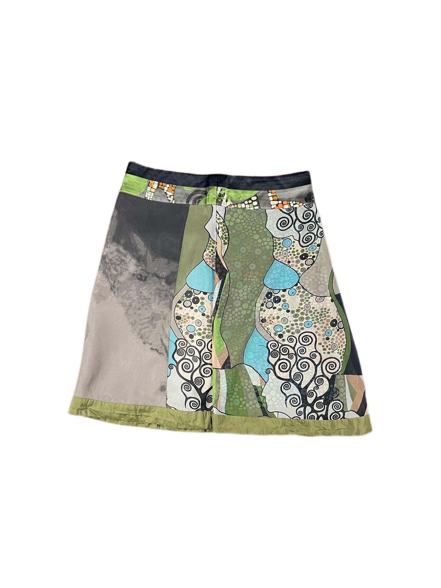 St Martins Midi Skirt Green Tones Pattern - M