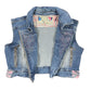 Y2k Fashion Classic Crop Denim Vest Blue - XXL